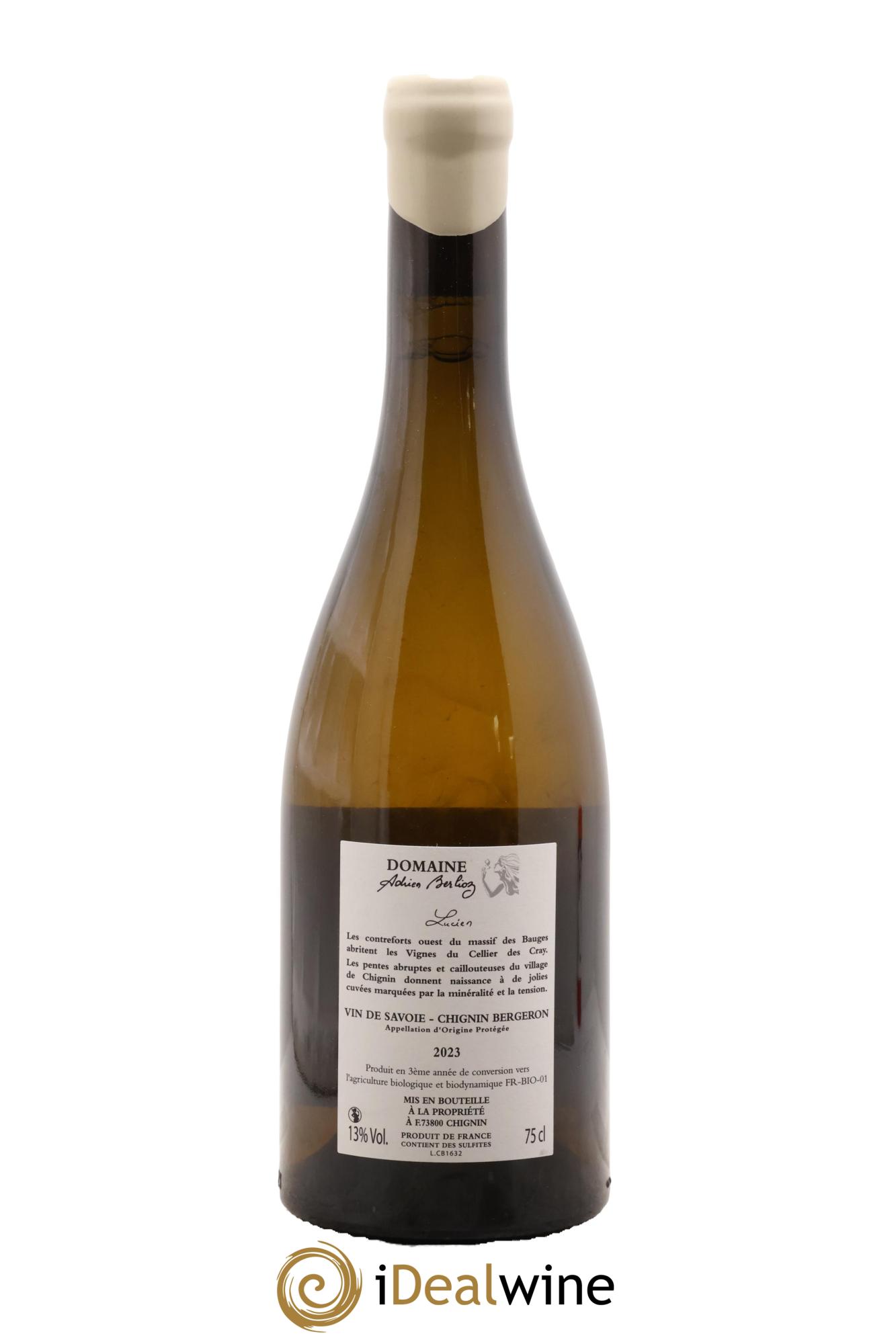 Vin de Savoie Chignin-Bergeron Lucien Adrien Berlioz 2023 - Lot de 1 bouteille - 1