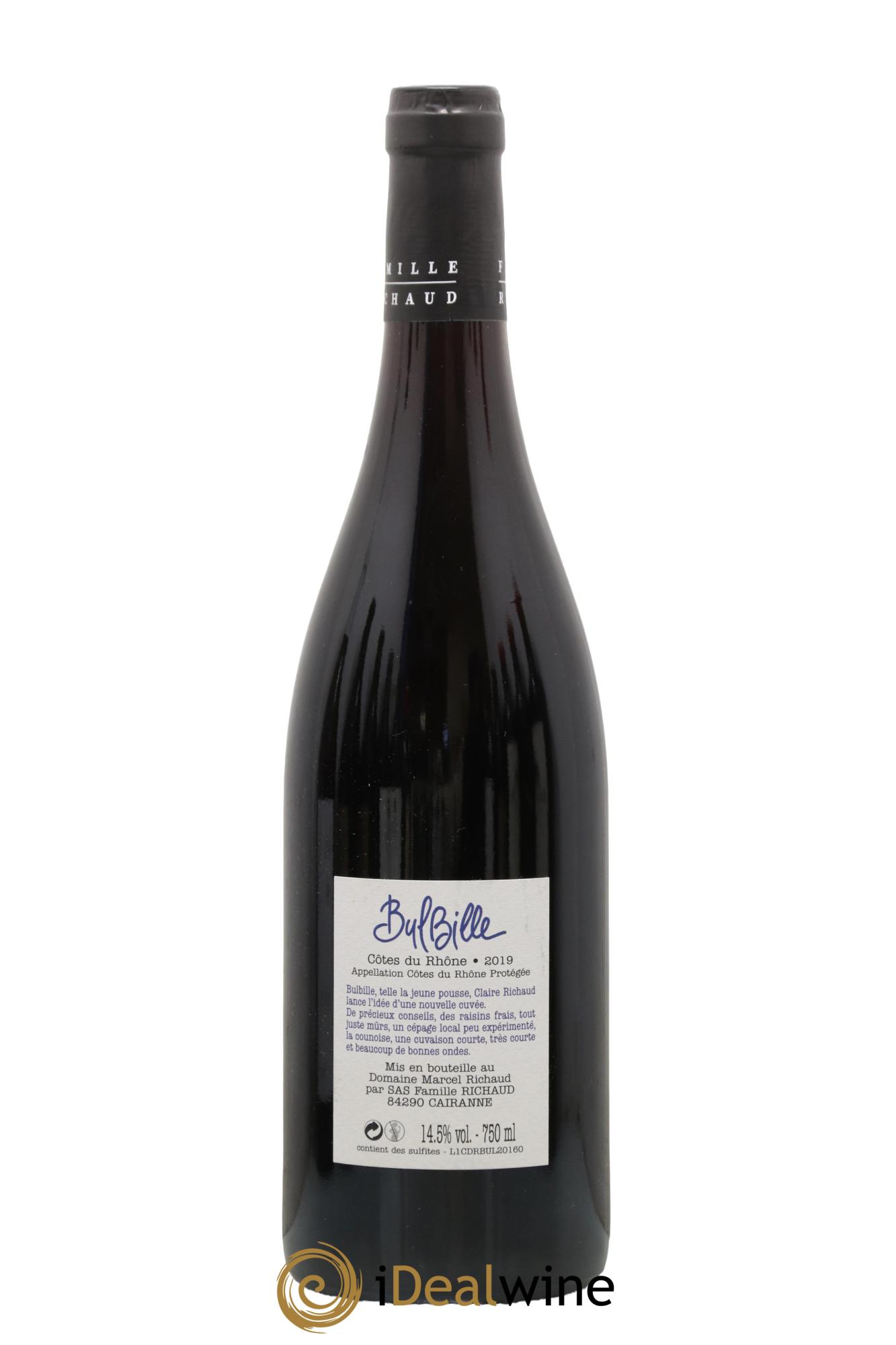 Côtes-du-Rhône Bulbille Domaine Marcel Richaud 2019 - Lot de 1 bouteille - 1