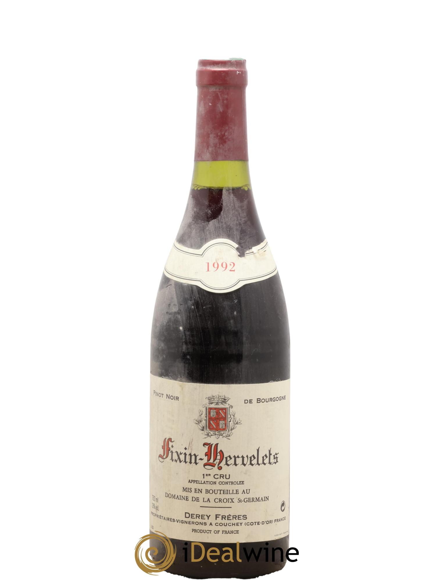 Fixin 1er Cru Hervelets Derey Freres La Croix St Germain 1992 - Lot de 1 bouteille - 0