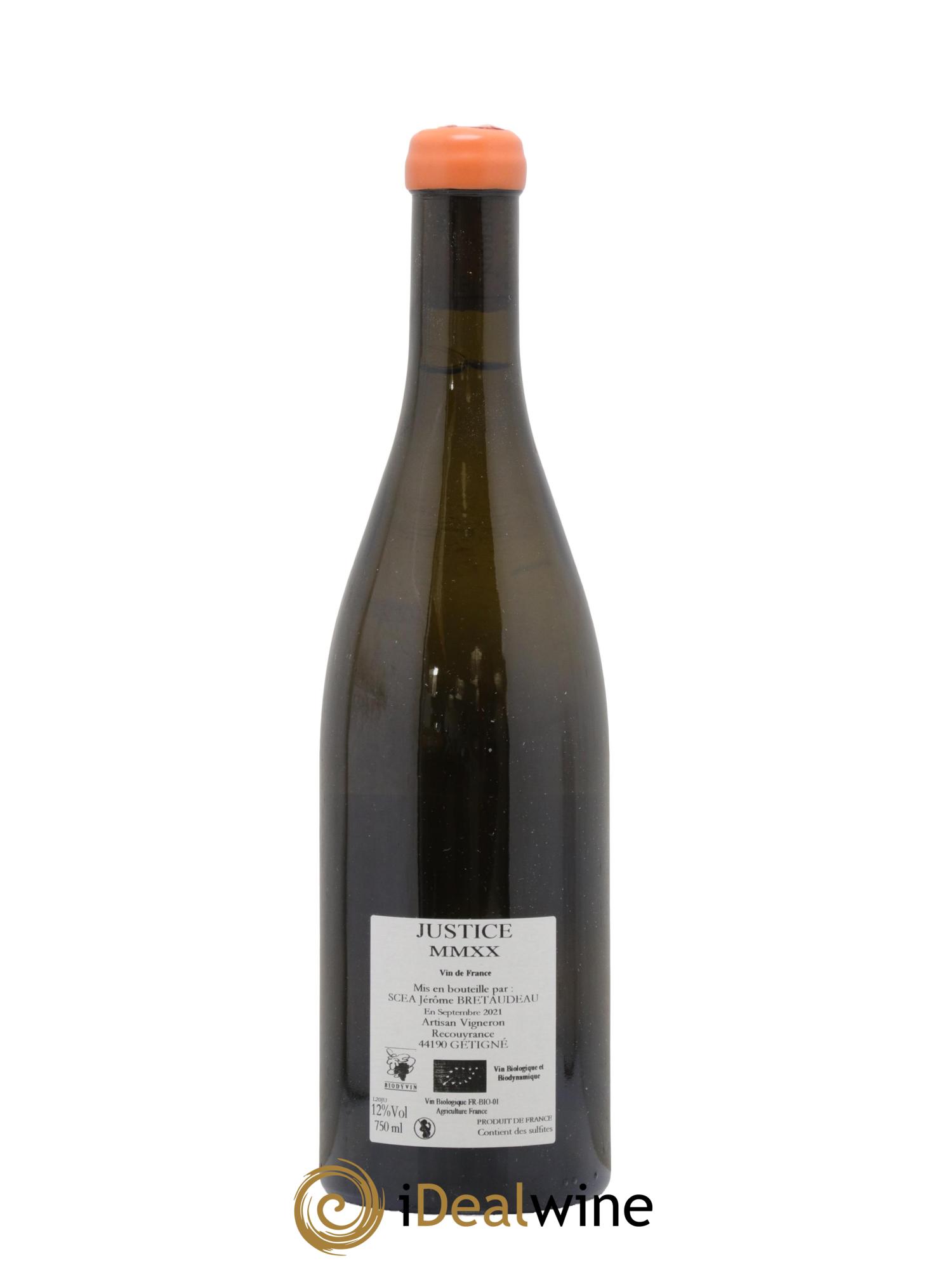 Vin de France La Justice Jérôme Bretaudeau - Domaine de Bellevue 2020 - Lot de 1 bouteille - 1