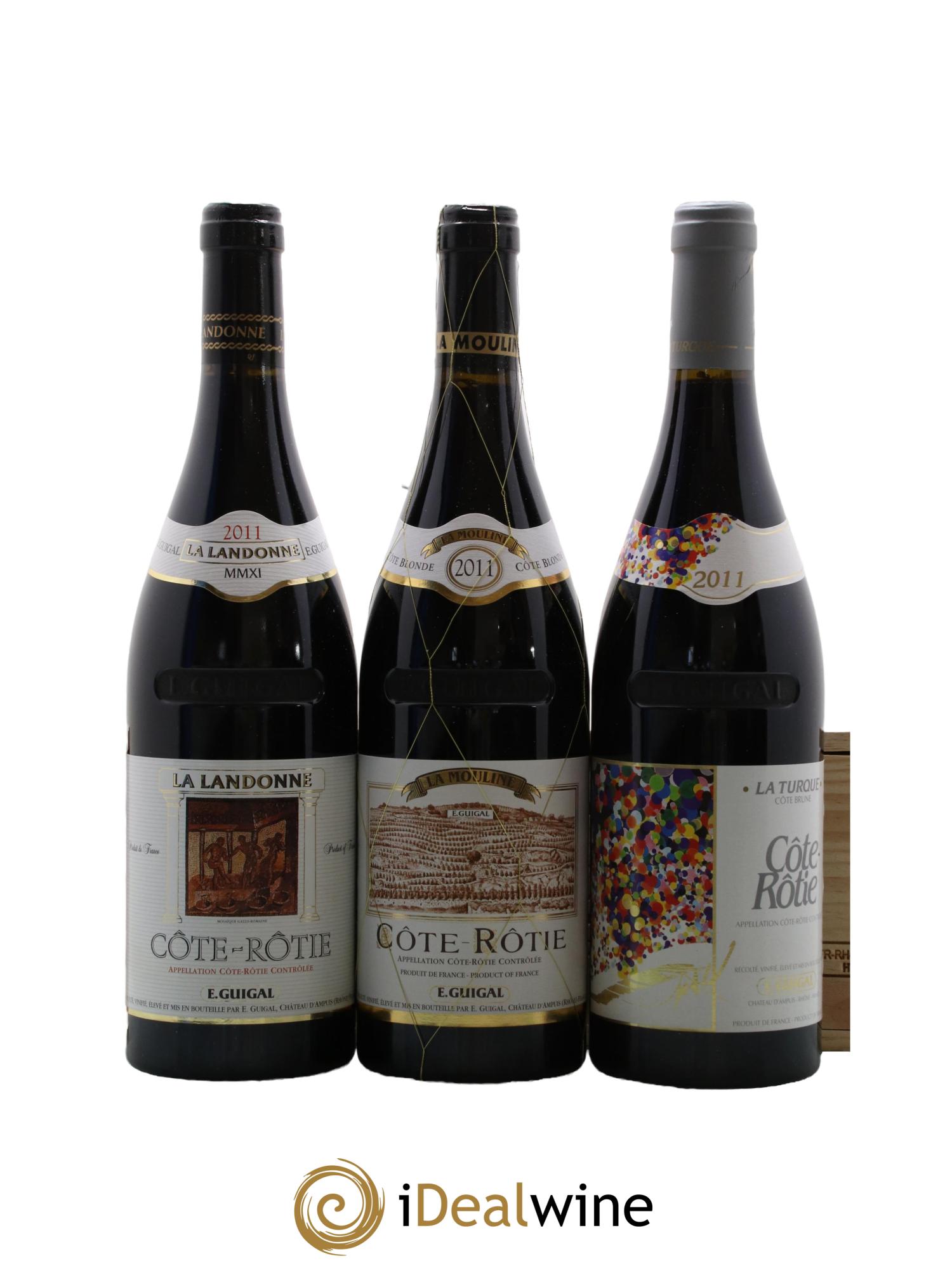 Côte-Rôtie Guigal Trilogie La Turque - La Landonne - La Mouline 2011 - Lot de 3 bouteilles - 3