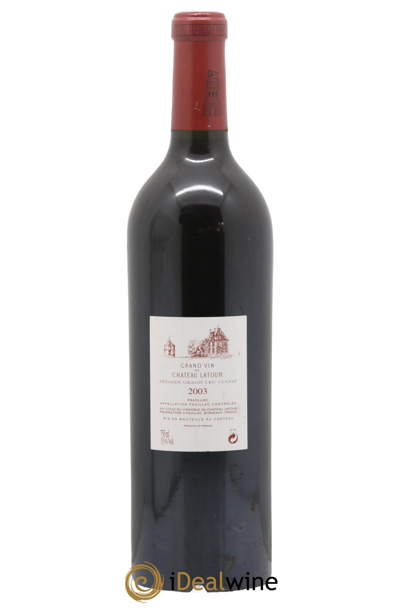 Château Latour 1er Grand Cru Classé 2003 - Lot de 1 bouteille - 1