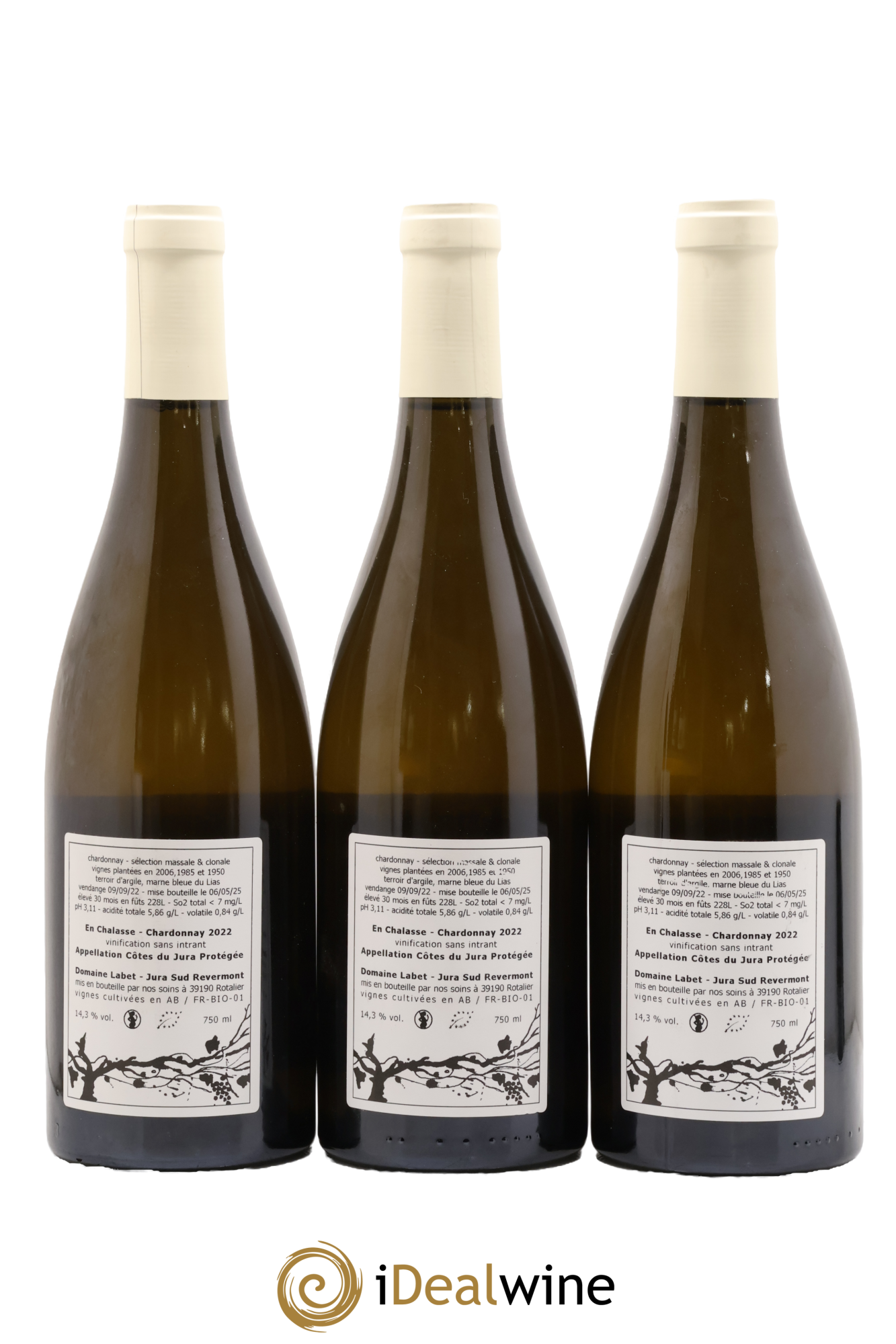 Côtes du Jura Chardonnay En Chalasse Romain - Julien - Charline Labet 2022 - Posten von 3 Flaschen - 1