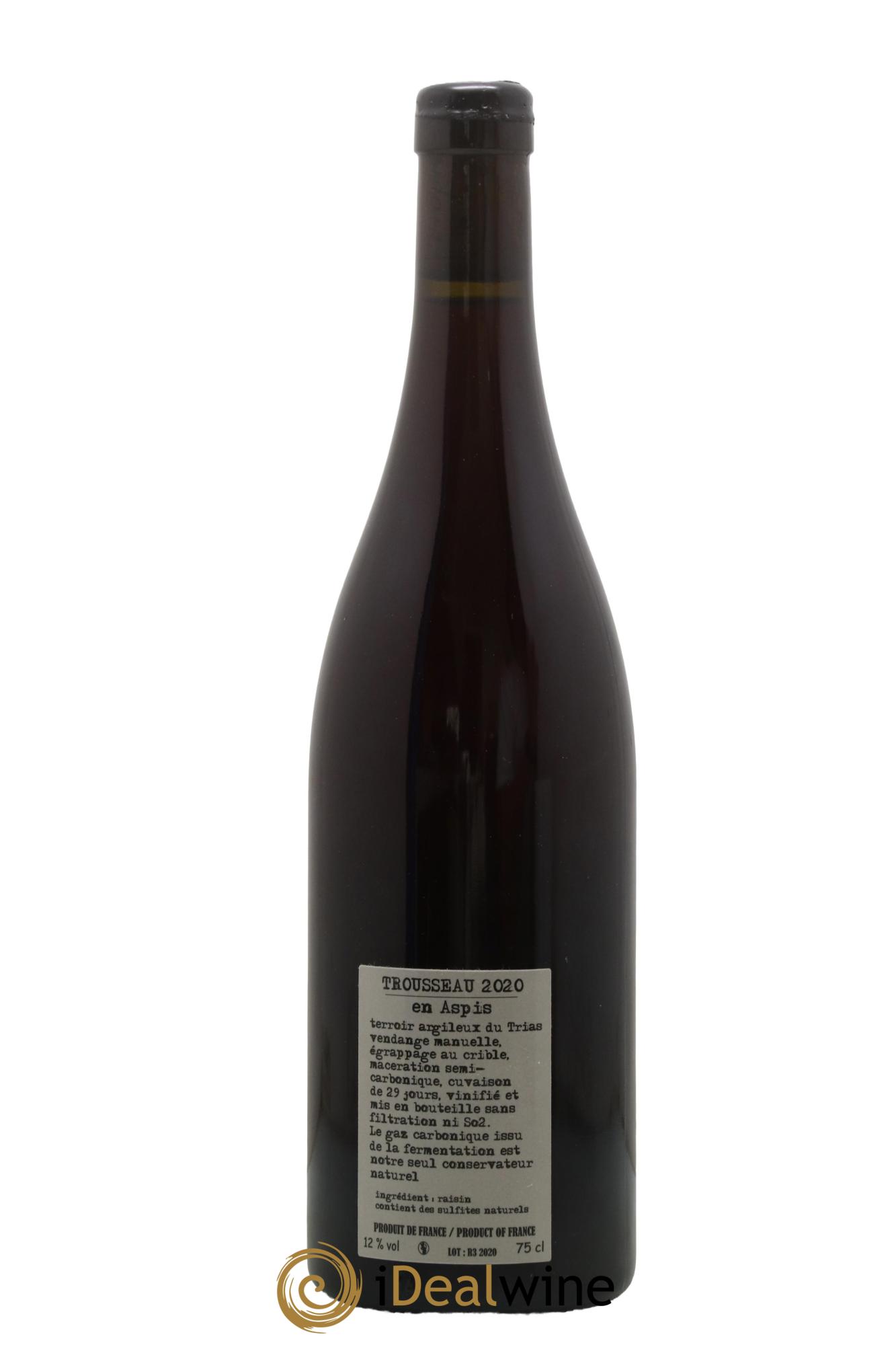 Arbois Pupillin Trousseau En Aspis  Adeline Houillon & Renaud Bruyère  2020 - Lot of 1 bottle - 1