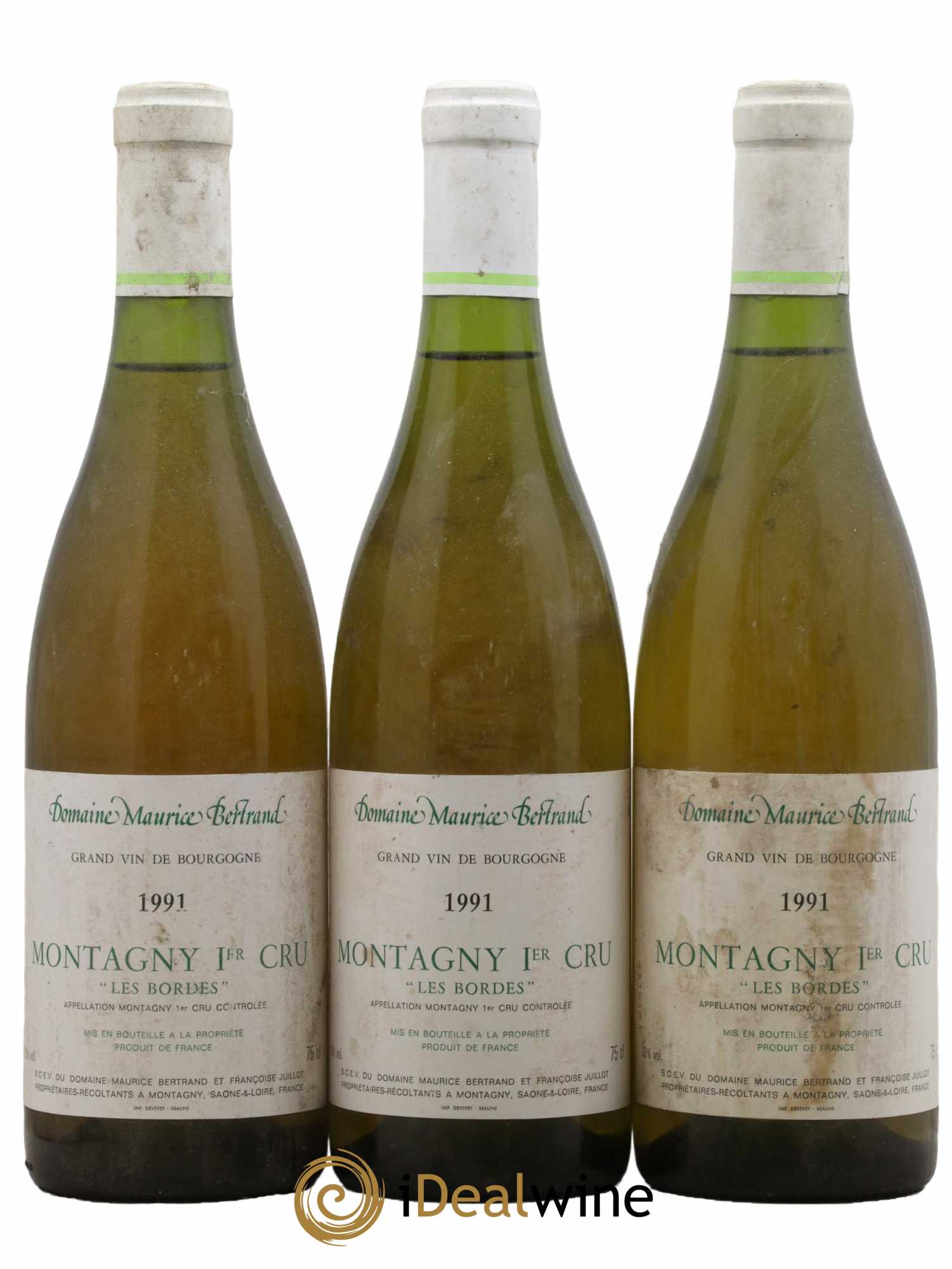 Montagny 1er Cru Les Bordes Maurice Bertrand 1991 - Lot de 3 bouteilles - 0