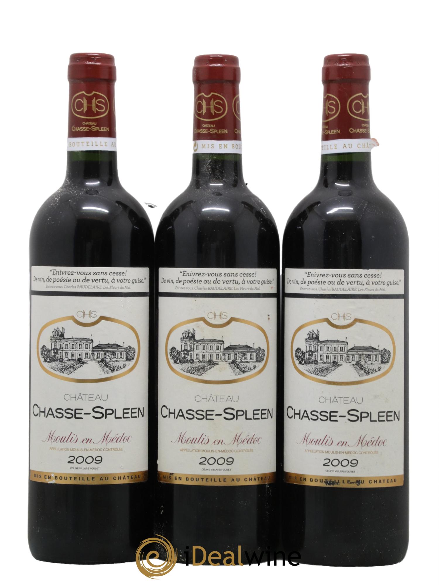Château Chasse Spleen 2009 - Lot de 3 bouteilles - 0