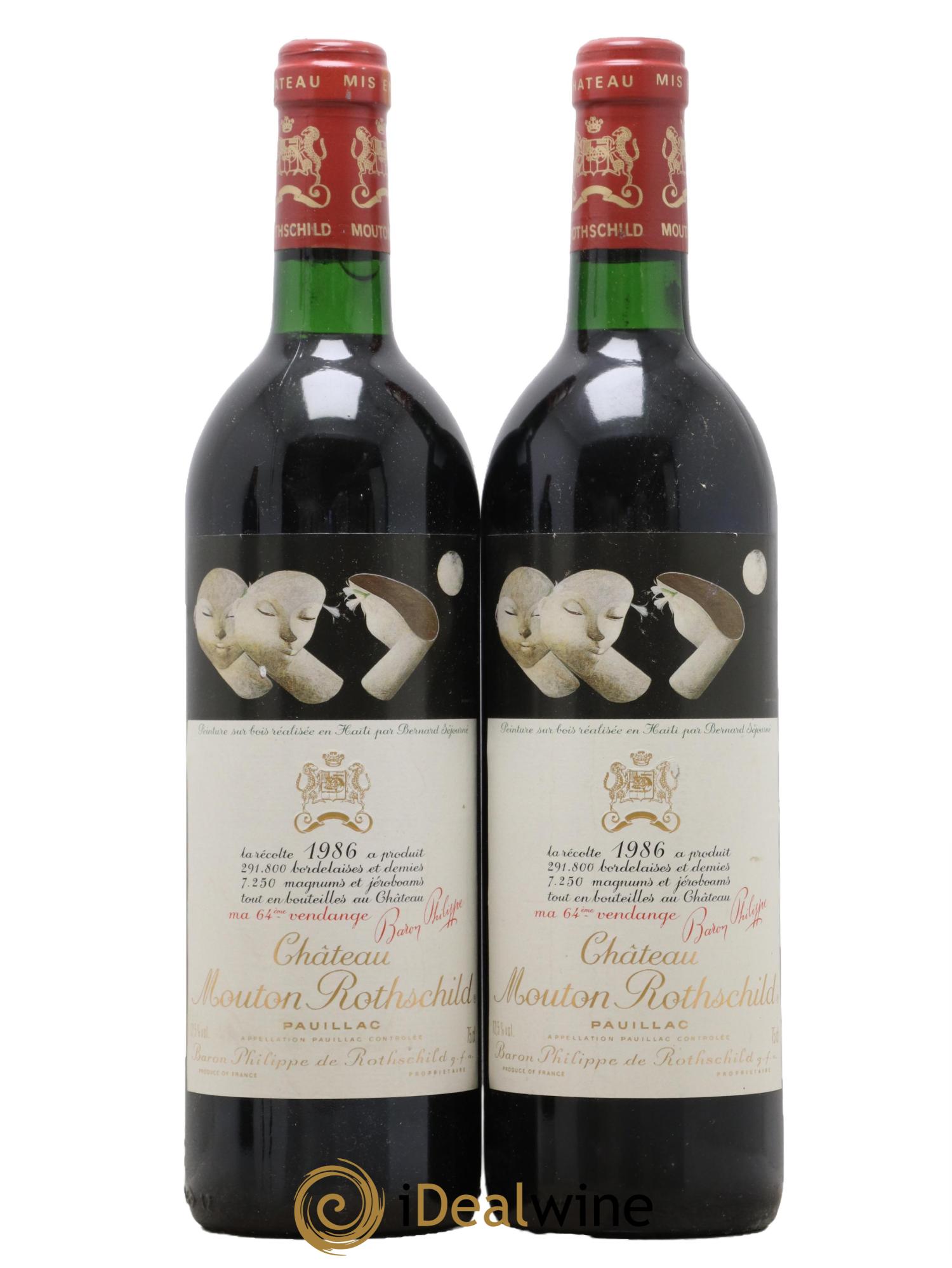 Château Mouton Rothschild 1er Grand Cru Classé 1986 - Lot de 2 bouteilles - 0