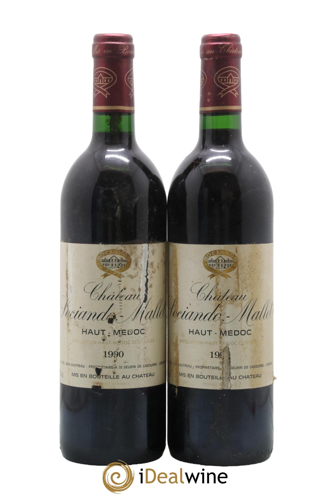 Château Sociando Mallet 1990 - Lot de 2 bouteilles - 0