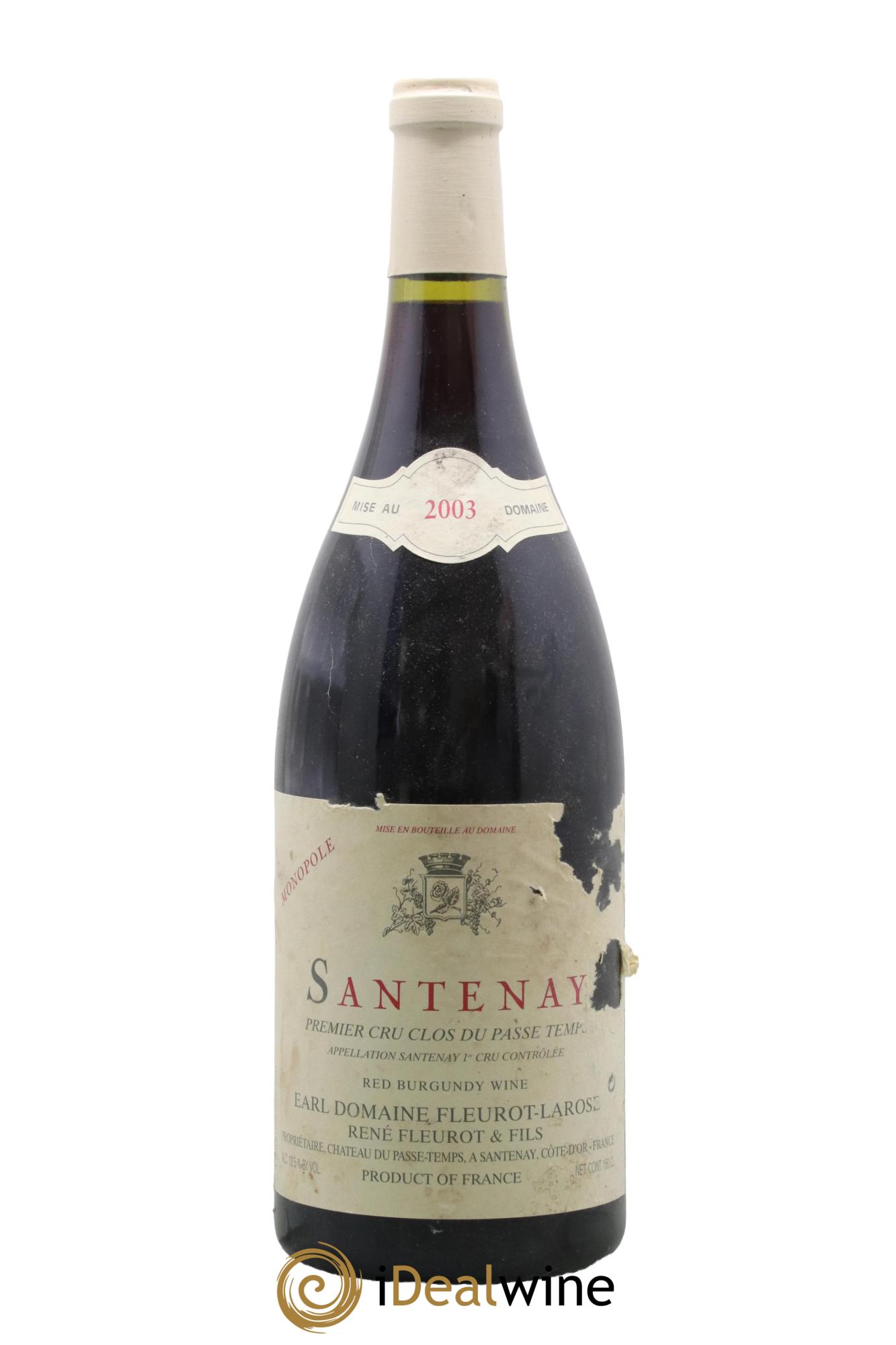 Santenay 1er Cru Clos du Passe Temps Fleurot-Larose 2003 - Lot de 1 magnum - 0