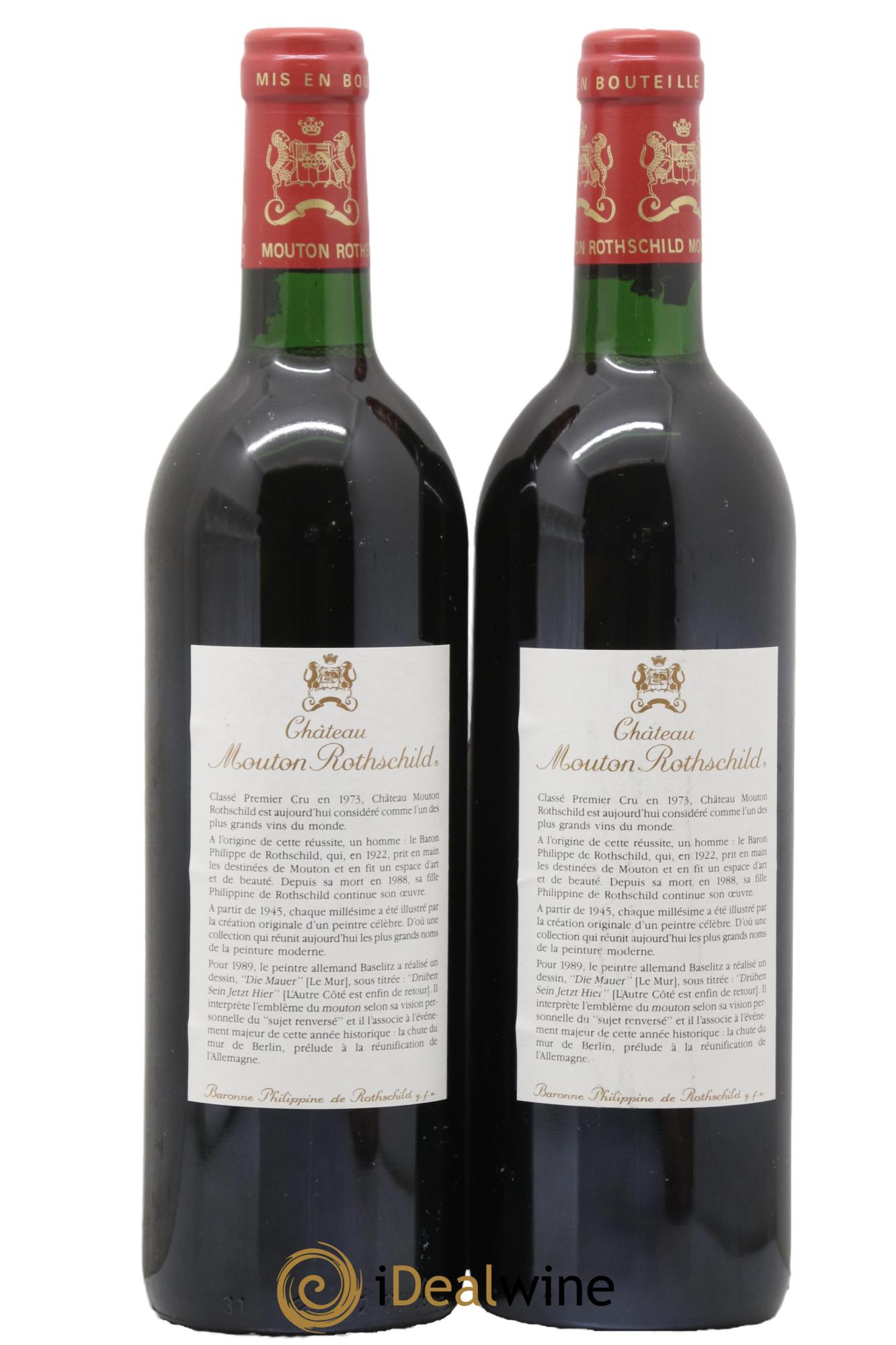 Château Mouton Rothschild 1er Grand Cru Classé 1989 - Lot of 2 bottles - 1