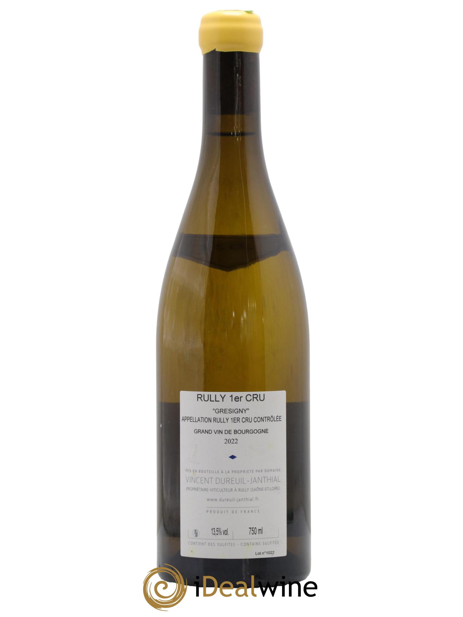 Rully 1er Cru Grésigny Vieilles Vignes Vincent Dureuil-Janthial 2022 - Posten von 1 Flasche - 1