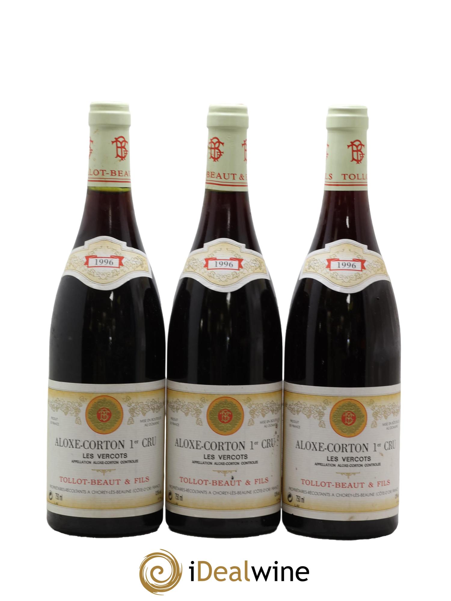 Aloxe-Corton 1er Cru Les Vercots Tollot Beaut (Domaine) 1996 - Posten von 3 Flaschen - 0
