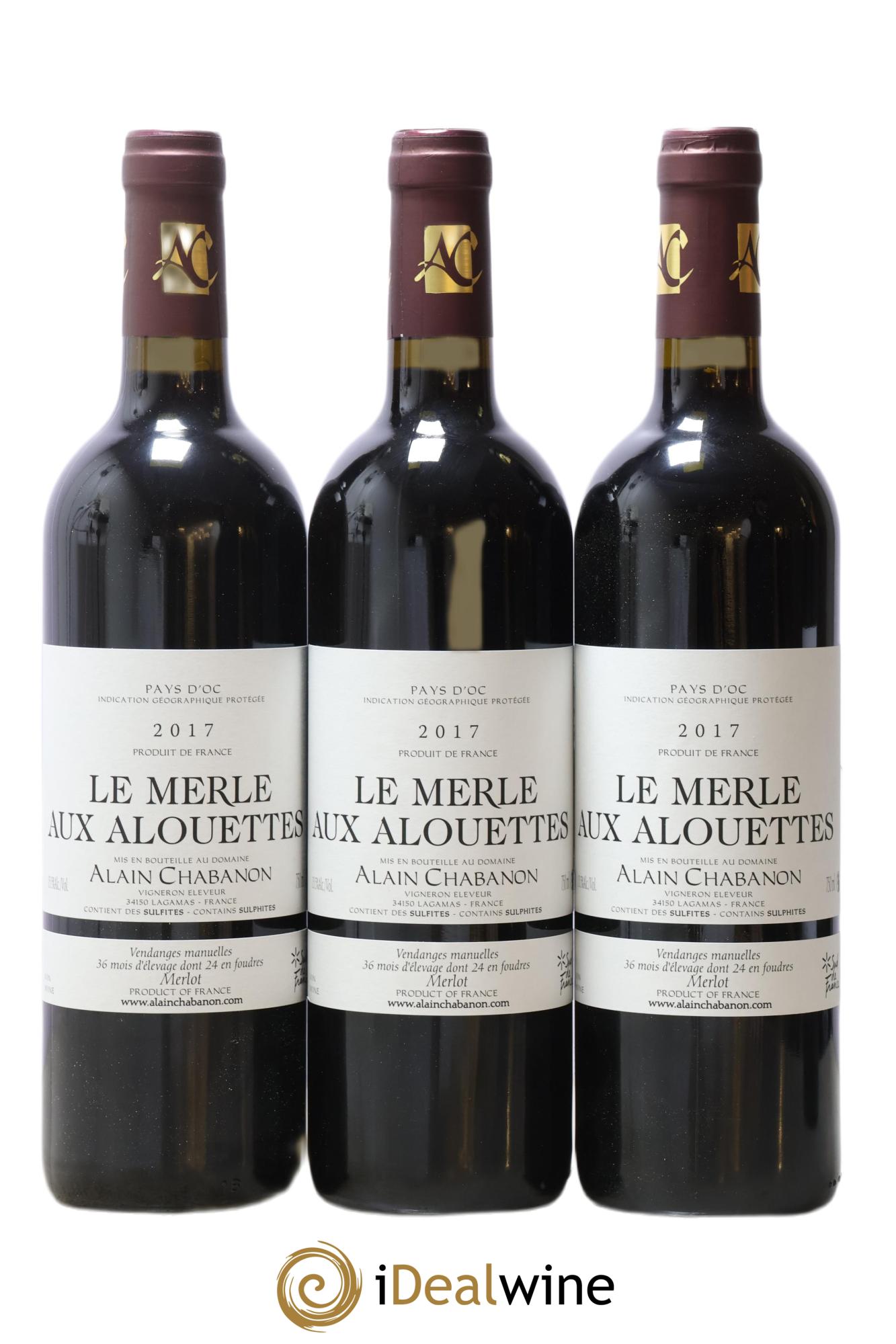 Pays d'Oc Alain Chabanon (Domaine) Le Merle aux Alouettes 2017 - Lot de 3 bouteilles - 0