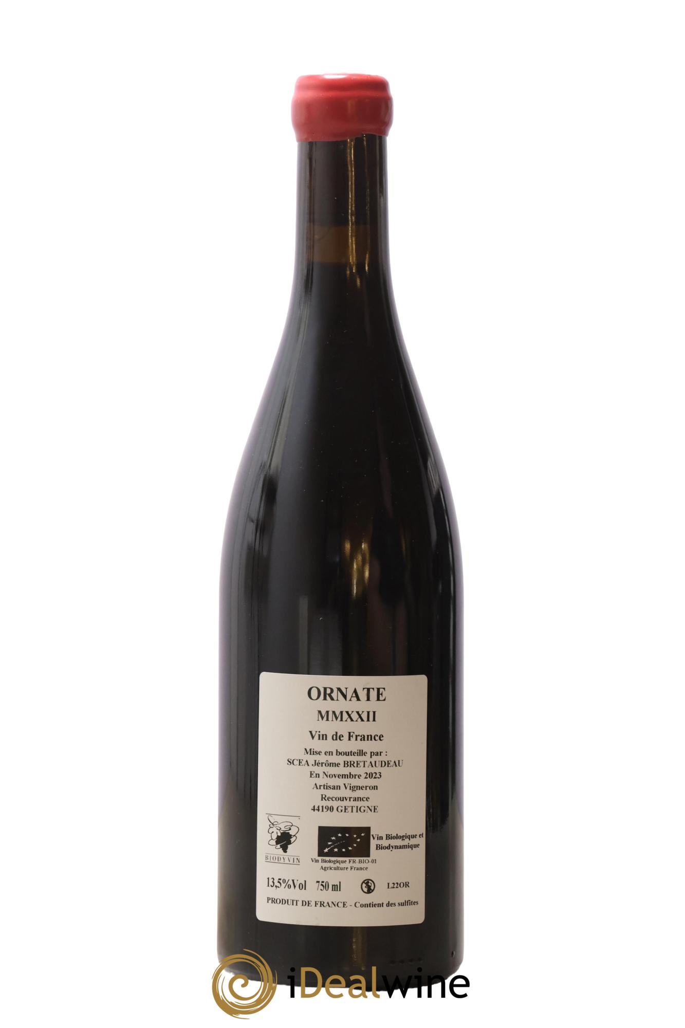 Vin de France Merlot Ornaté Jérôme Bretaudeau - Domaine de Bellevue 2022 - Posten von 1 Flasche - 1