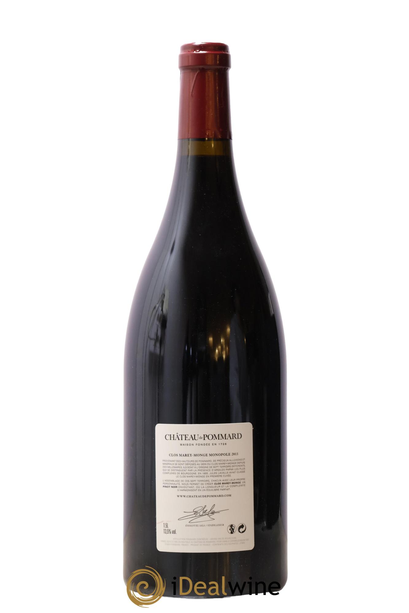 Pommard Clos Marey-Monge Monopole Château de Pommard 2013 - Posten von 1 Magnum - 1