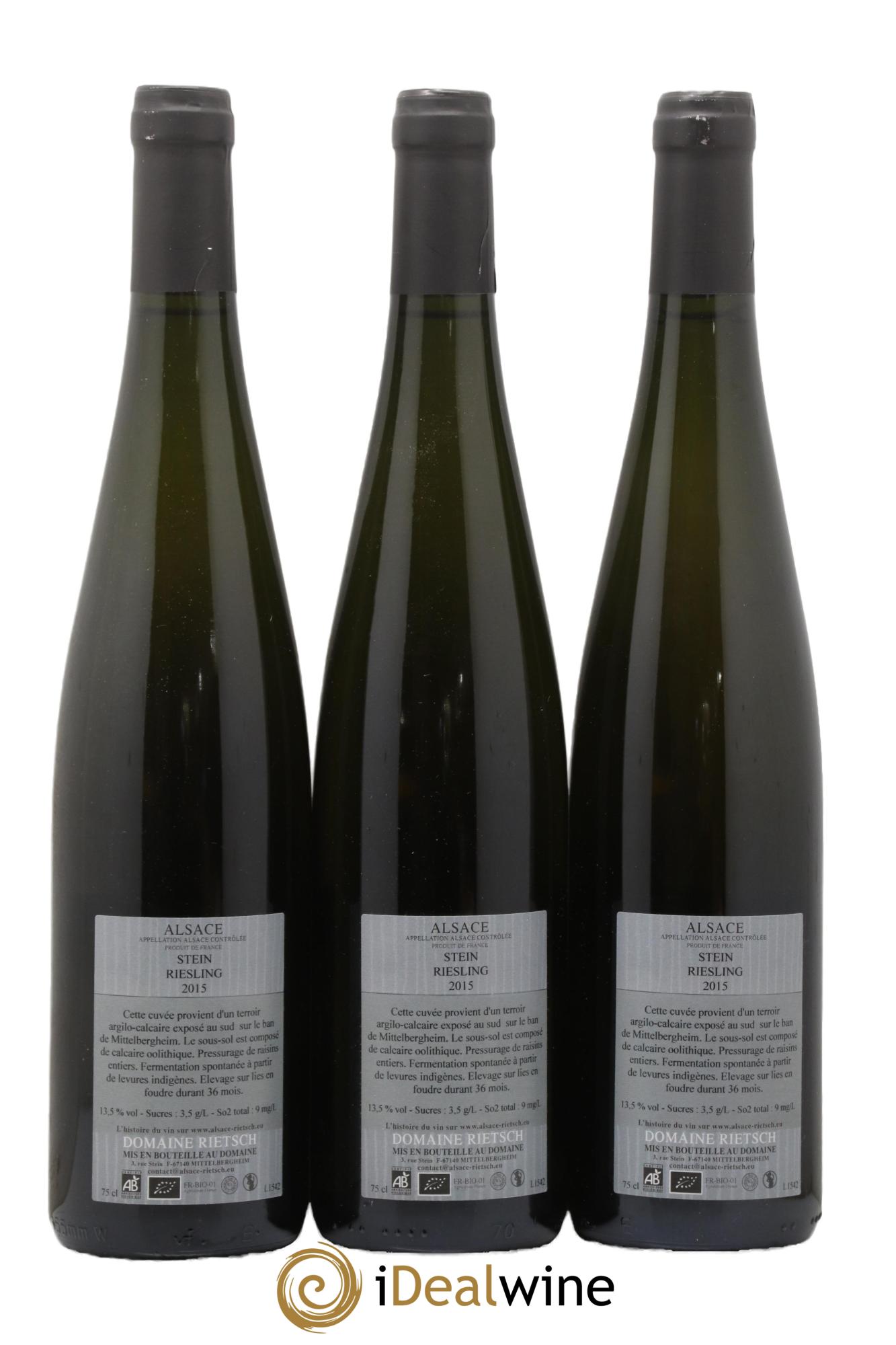 Alsace Riesling Stein Domaine Rietsch 2015 - Lot de 3 bouteilles - 1