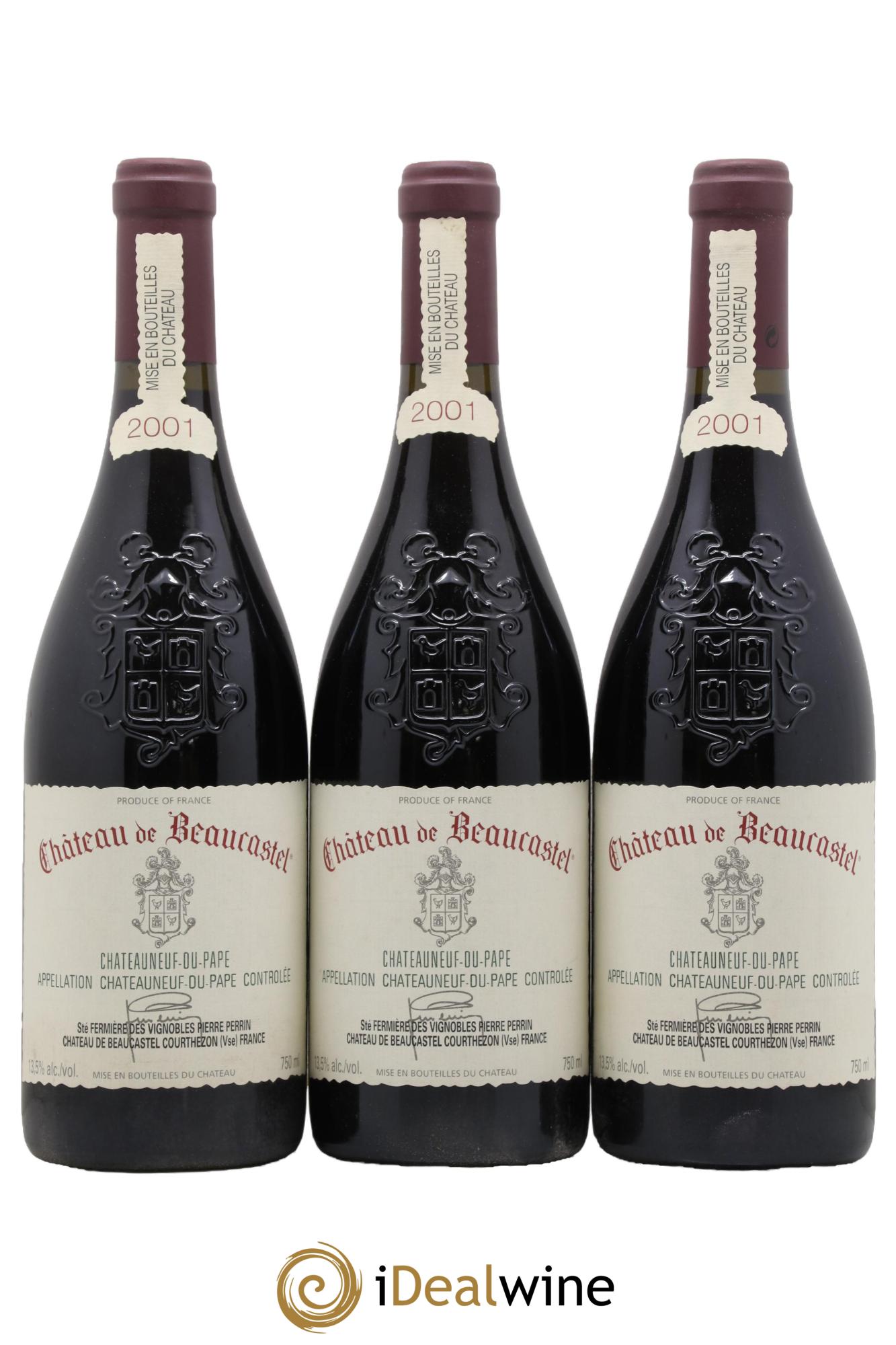 Châteauneuf-du-Pape Château de Beaucastel Famille Perrin 2001 - Lot de 3 bouteilles - 0