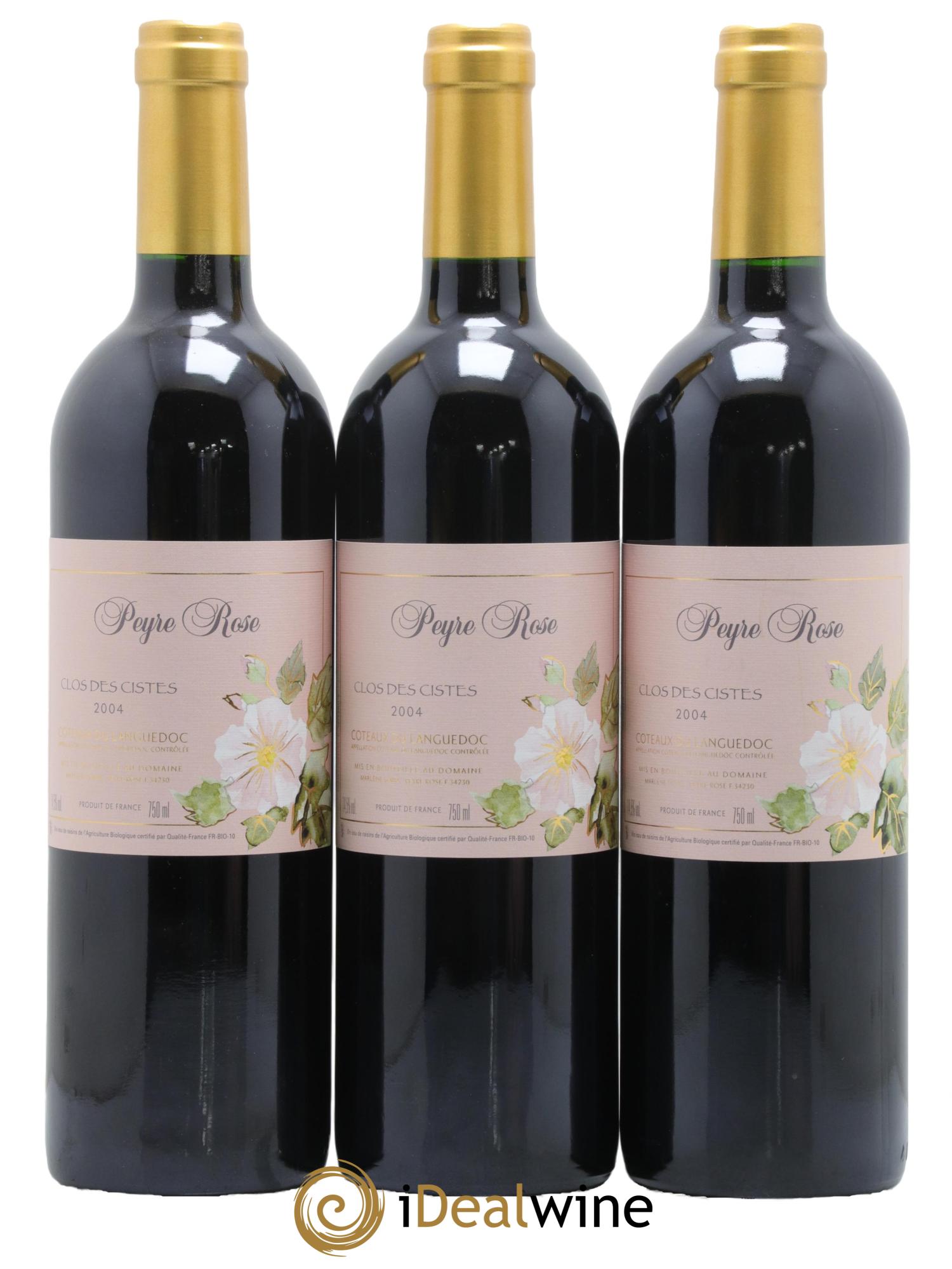 Vin de France (anciennement Coteaux du Languedoc) Domaine Peyre Rose Les Cistes Marlène Soria 2004 - Lot de 3 bouteilles - 0