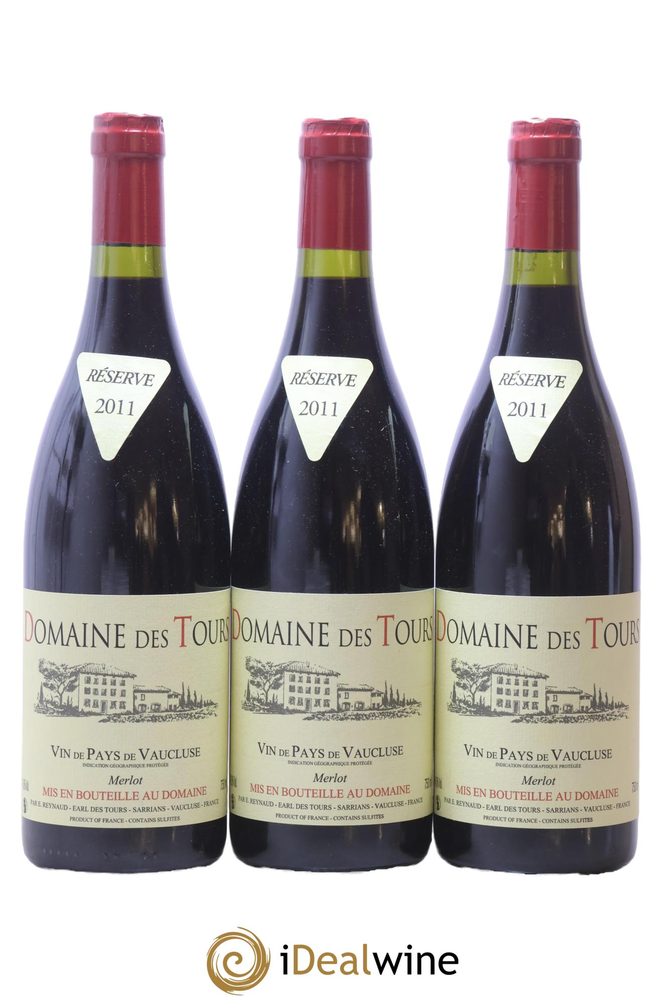 IGP Pays du Vaucluse (Vin de Pays du Vaucluse) Domaine des Tours Merlot Emmanuel Reynaud 2011 - Posten von 3 Flaschen - 0