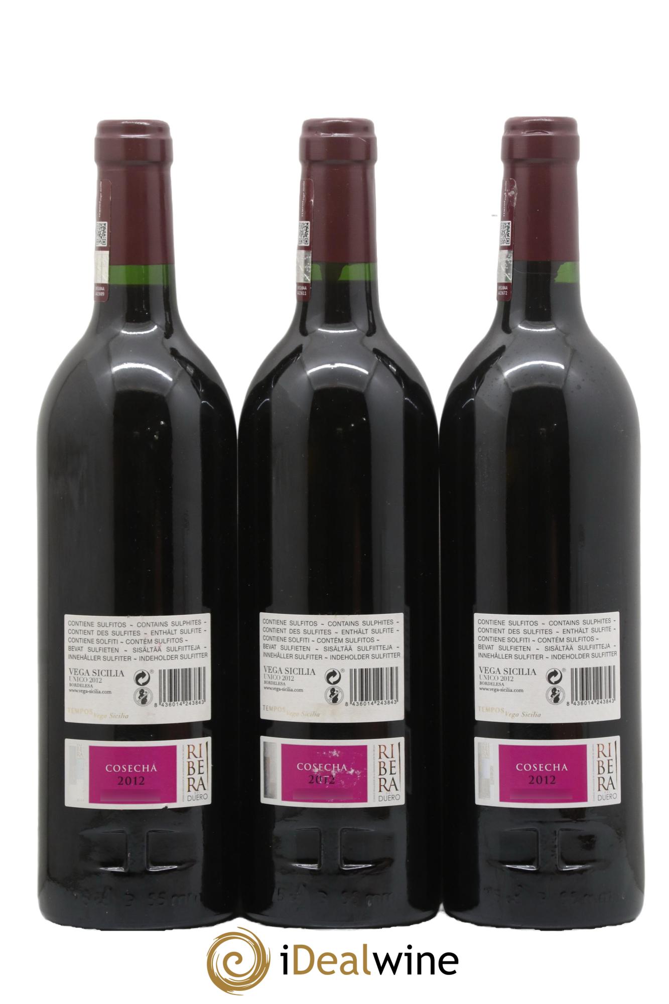 Ribera Del Duero DO Vega Sicilia Unico Famille Alvarez 2012 - Lot de 3 bouteilles - 1