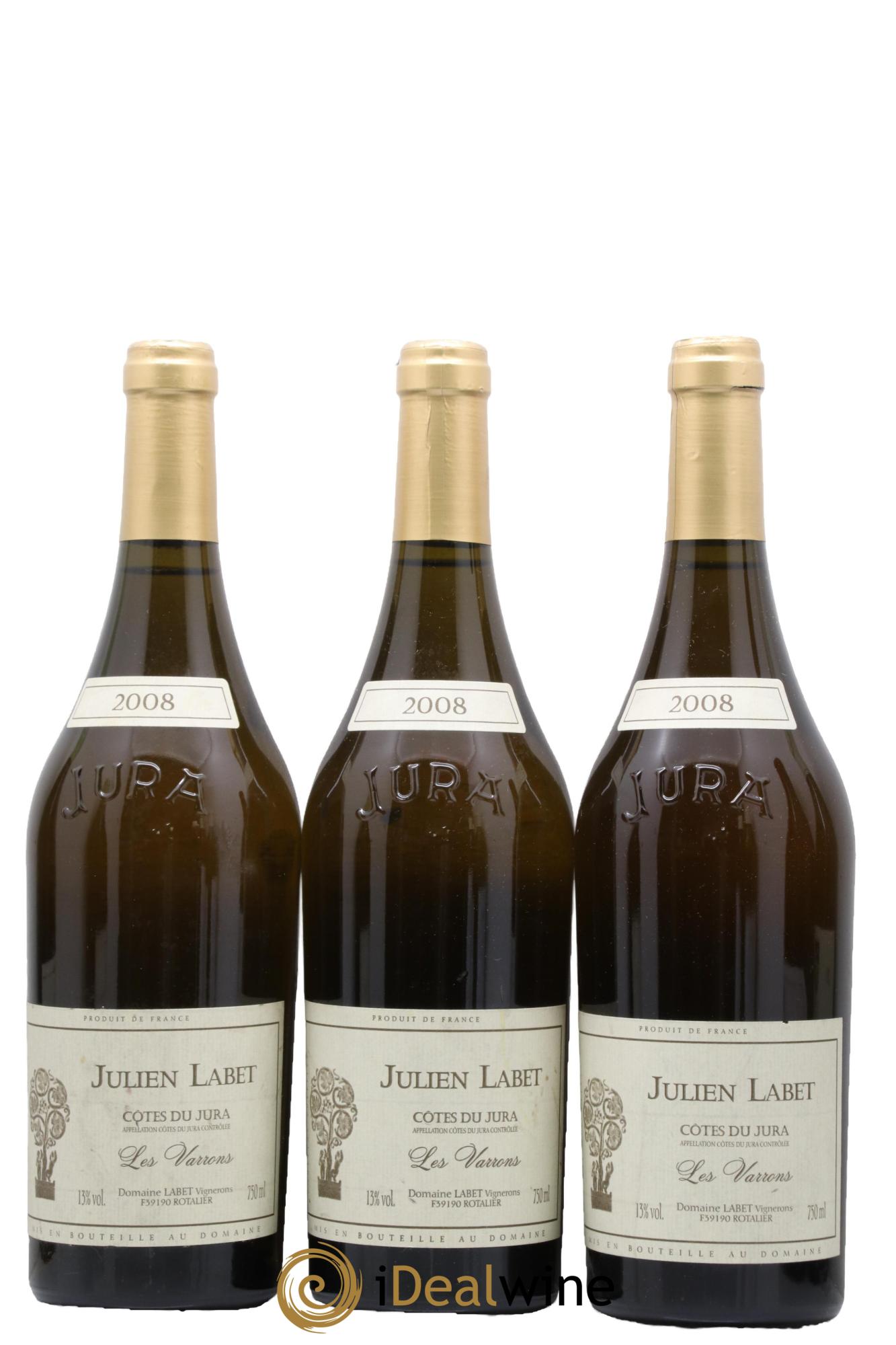 Côtes du Jura Chardonnay Les Varrons Romain - Julien - Charline Labet 2008 - Lot de 3 bouteilles - 0