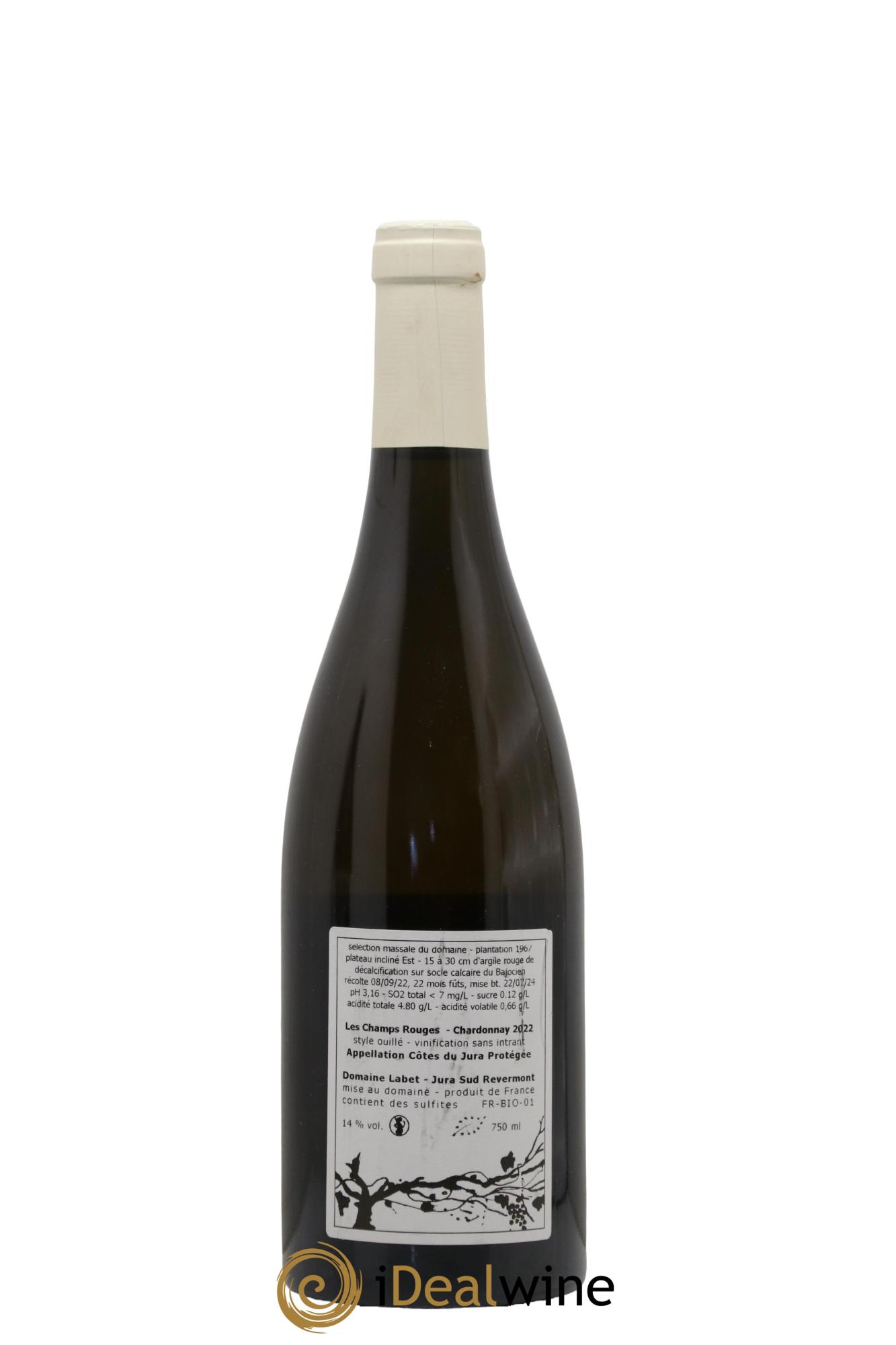 Côtes du Jura Chardonnay Les Champs Rouges Romain - Julien - Charline Labet 2022 - Lot de 1 bouteille - 1