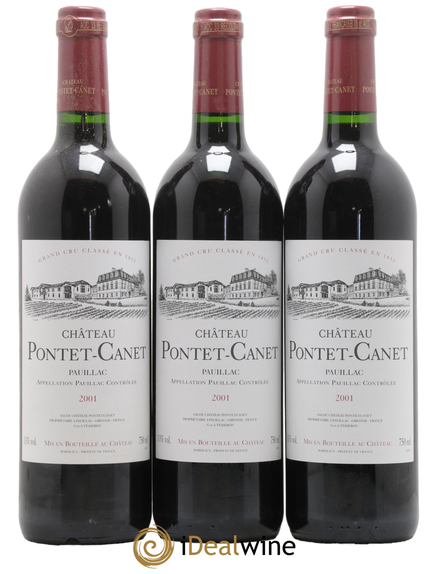 Château Pontet Canet 5ème Grand Cru Classé 2001 - Lot de 12 bouteilles - 1