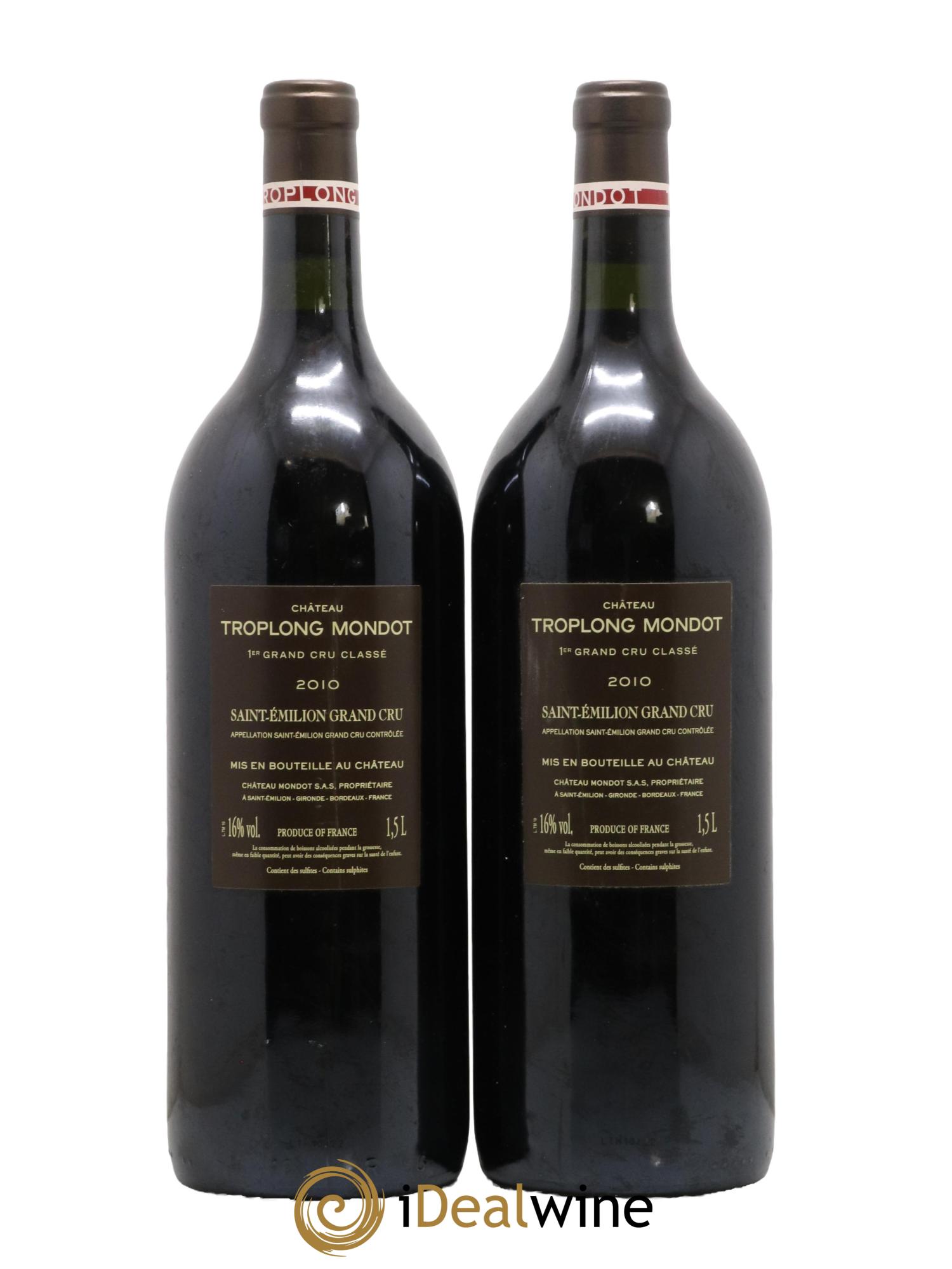 Château Troplong Mondot 1er Grand Cru Classé B 2010 - Lot de 2 magnums - 1