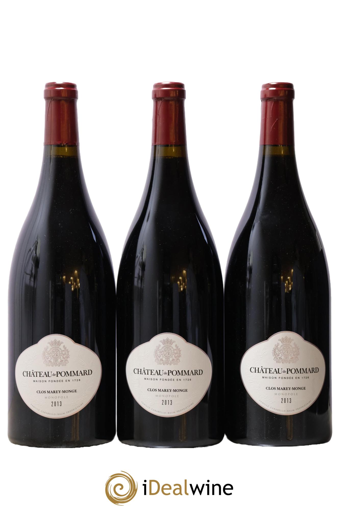 Pommard Clos Marey-Monge Monopole Château de Pommard 2013 - Posten von 3 Magnum - 0