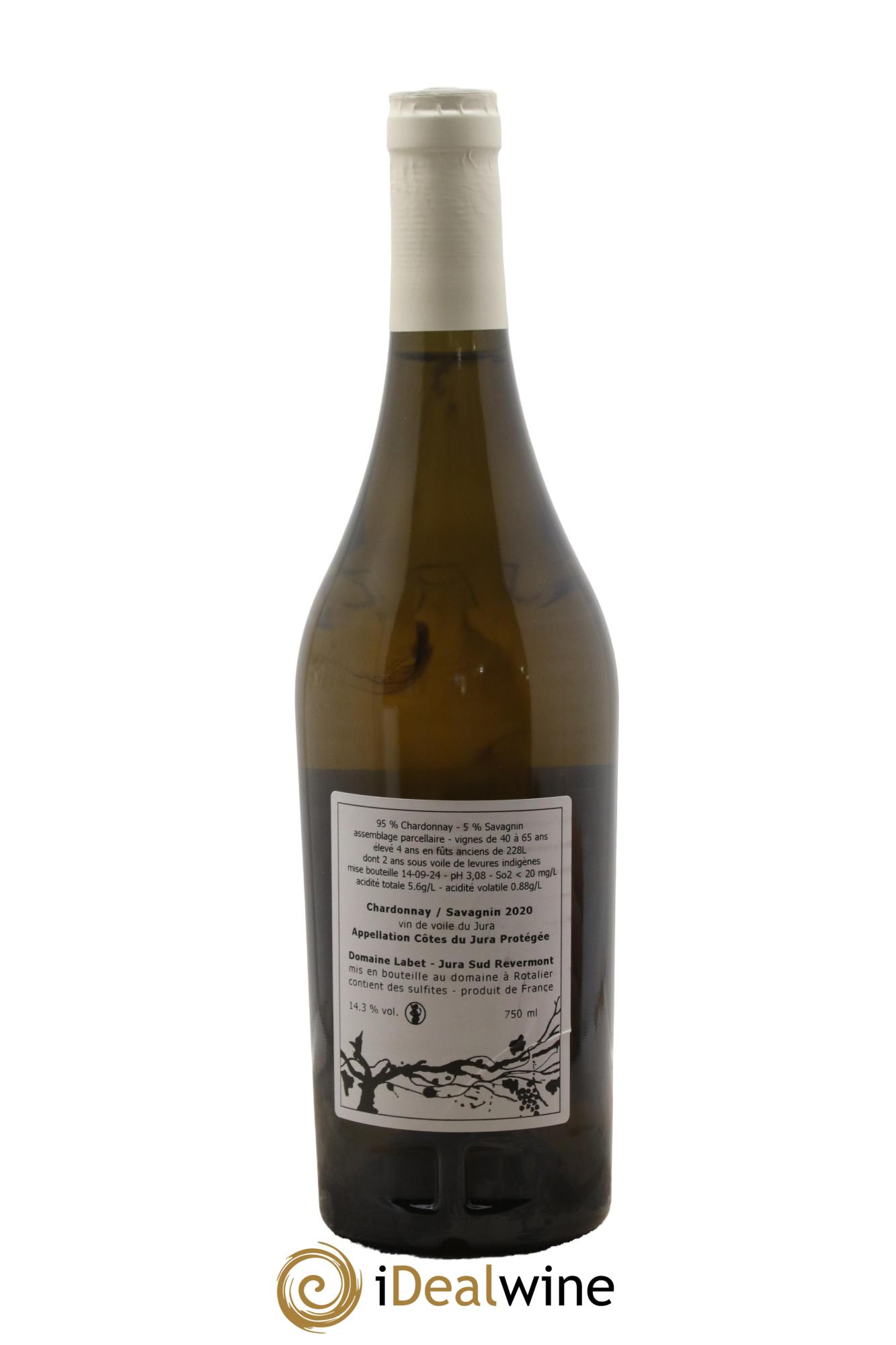 Côtes du Jura Vin de Voile Chardonnay-Savagnin cuvée de garde Romain - Julien - Charline Labet 2020 - Lot de 1 bouteille - 1