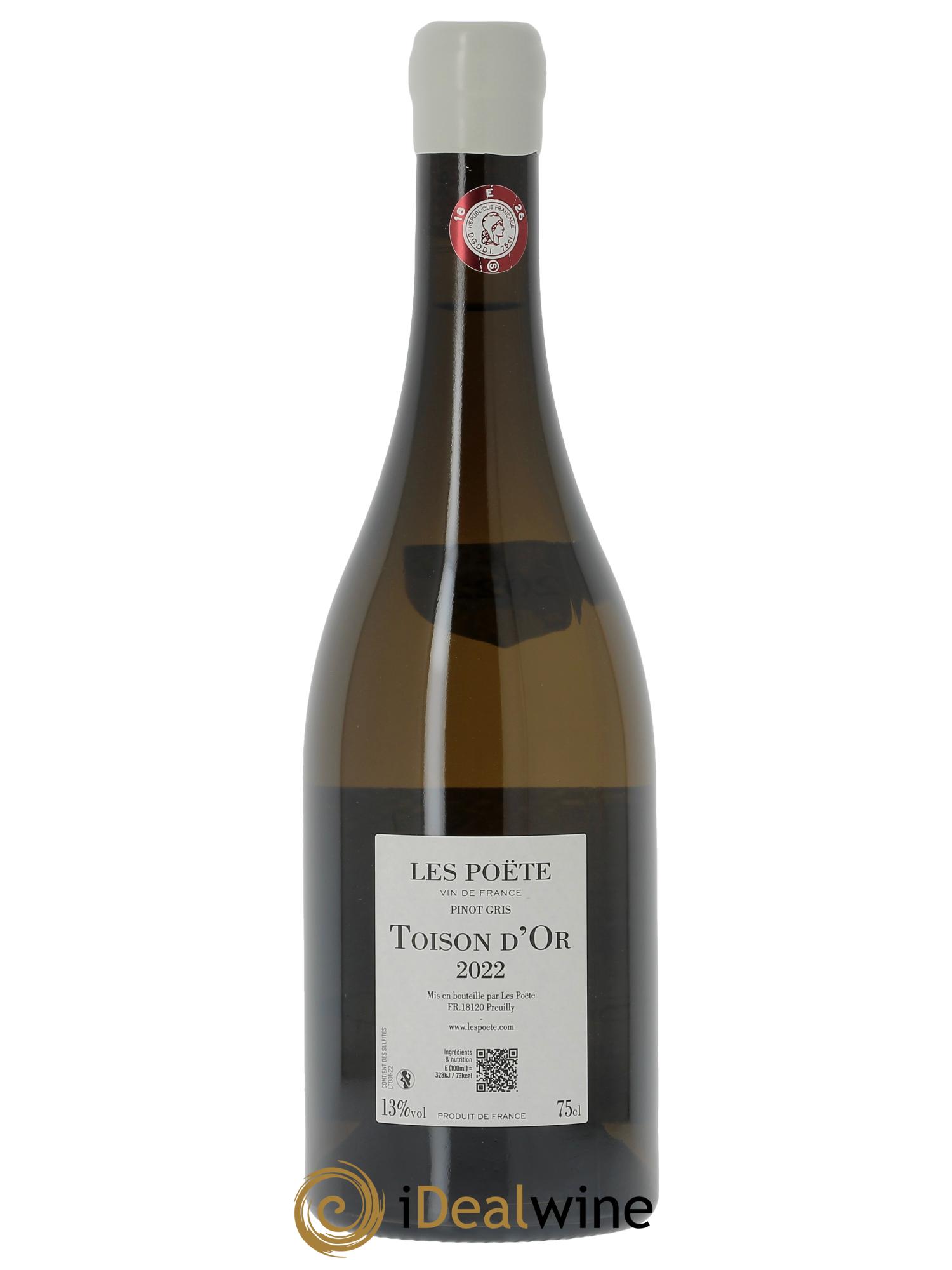 Vin de France (anciennement Reuilly) Toison d'Or Les Poëte 2022 - Lot de 1 bouteille - 1