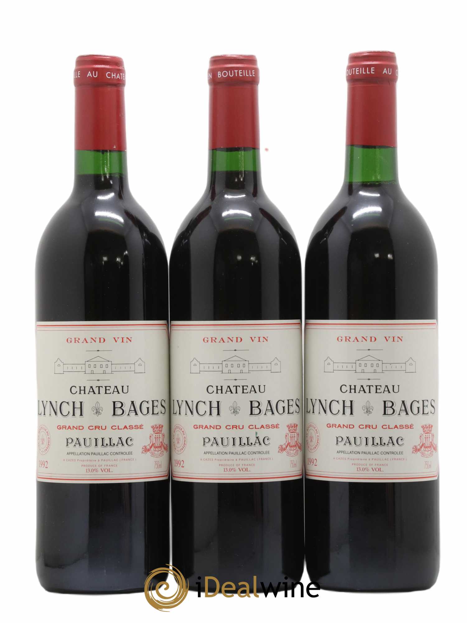 Château Lynch Bages 5ème Grand Cru Classé 1992 - Lot de 3 bouteilles - 0