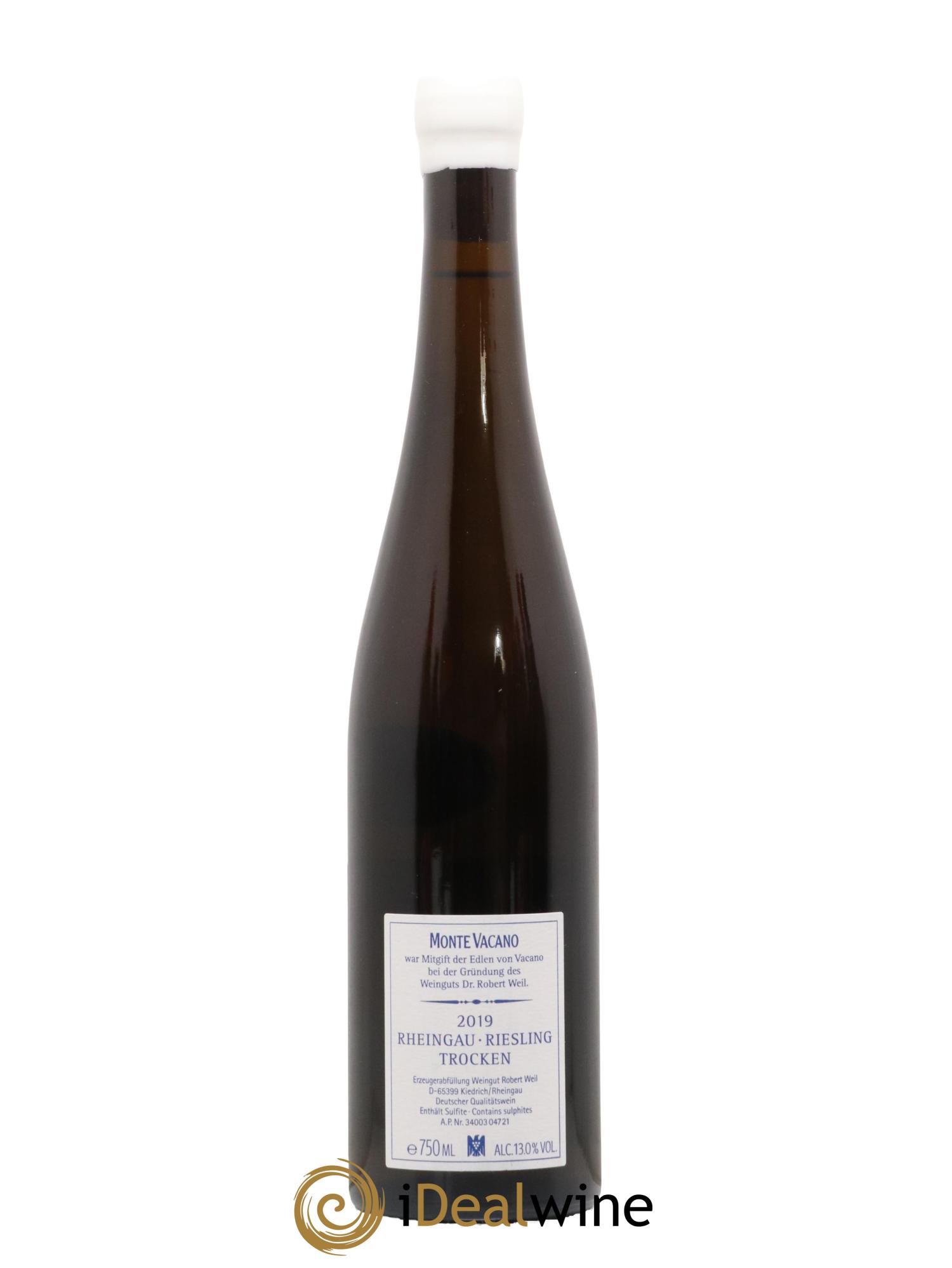 Allemagne Rheingau Riesling Kiedricher Grafenberg Monte Vacano Weingut Robert Weil 2019 - Posten von 1 Flasche - 2