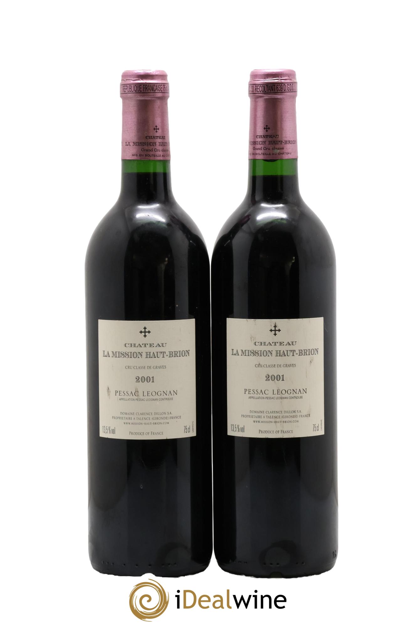 Château la Mission Haut-Brion Cru Classé de Graves 2001 - Lot de 2 bouteilles - 1
