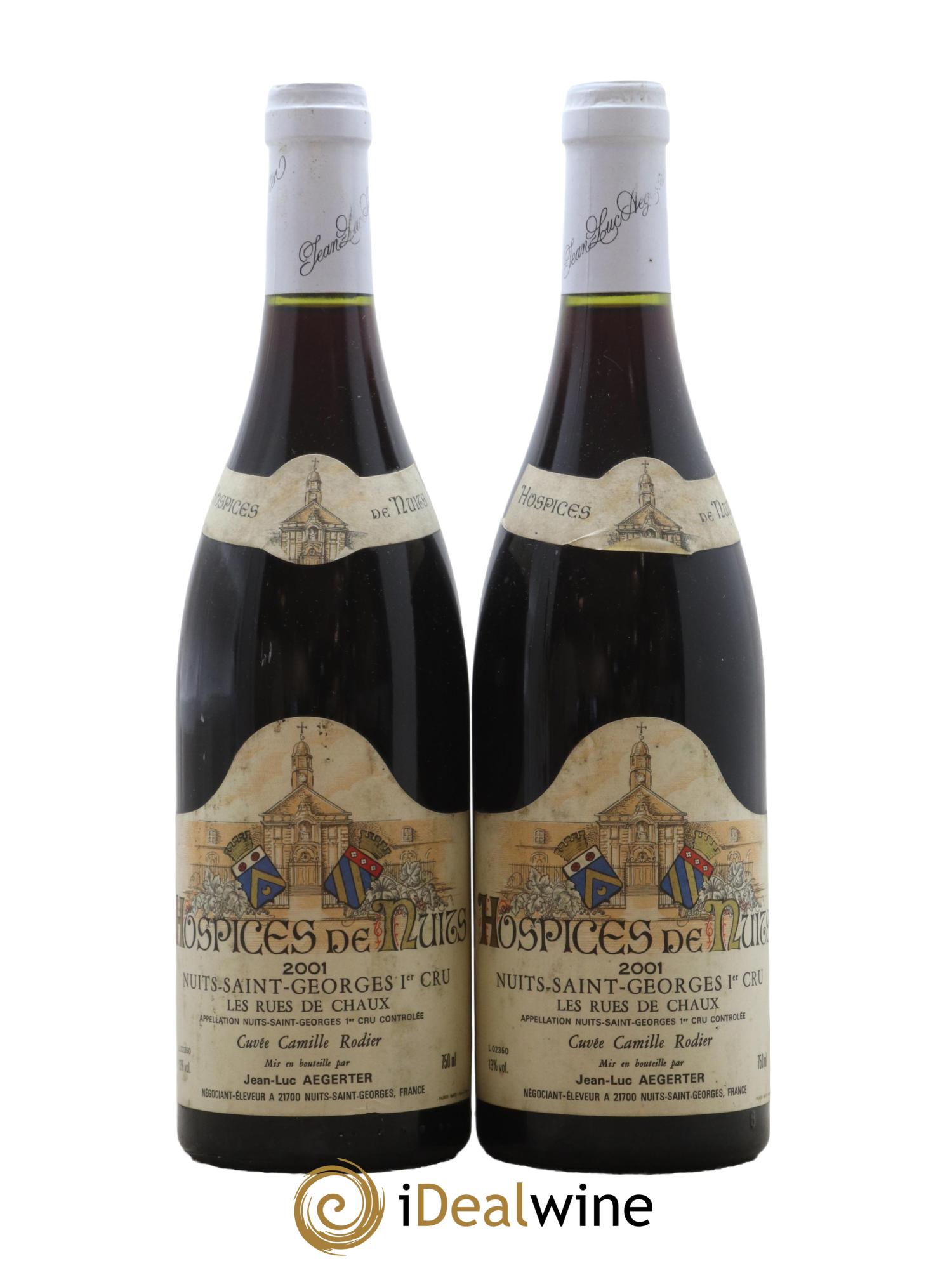 Nuits-Saint-Georges 1er Cru Les Rues de Chaux Cuvee Camille Rodier Hospices de Nuits Domaine Aegerter 2001 - Lot de 2 bouteilles - 0