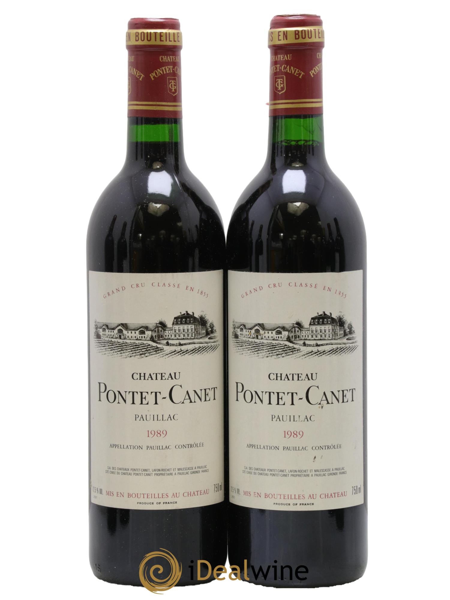 Château Pontet Canet 5ème Grand Cru Classé 1989 - Lot de 2 bouteilles - 0