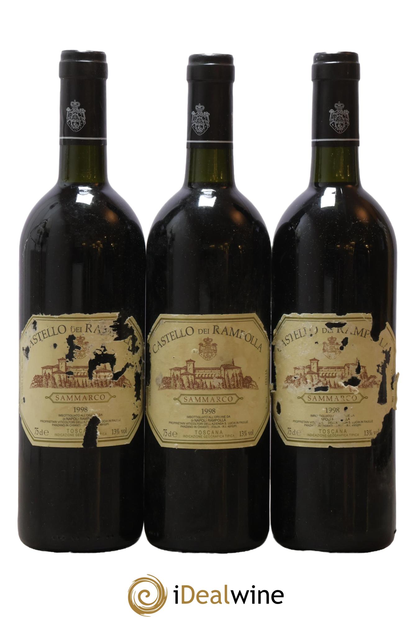 Toscana IGT Sammarco Castello Dei Rampolla 1998 - Lot de 3 bouteilles - 0