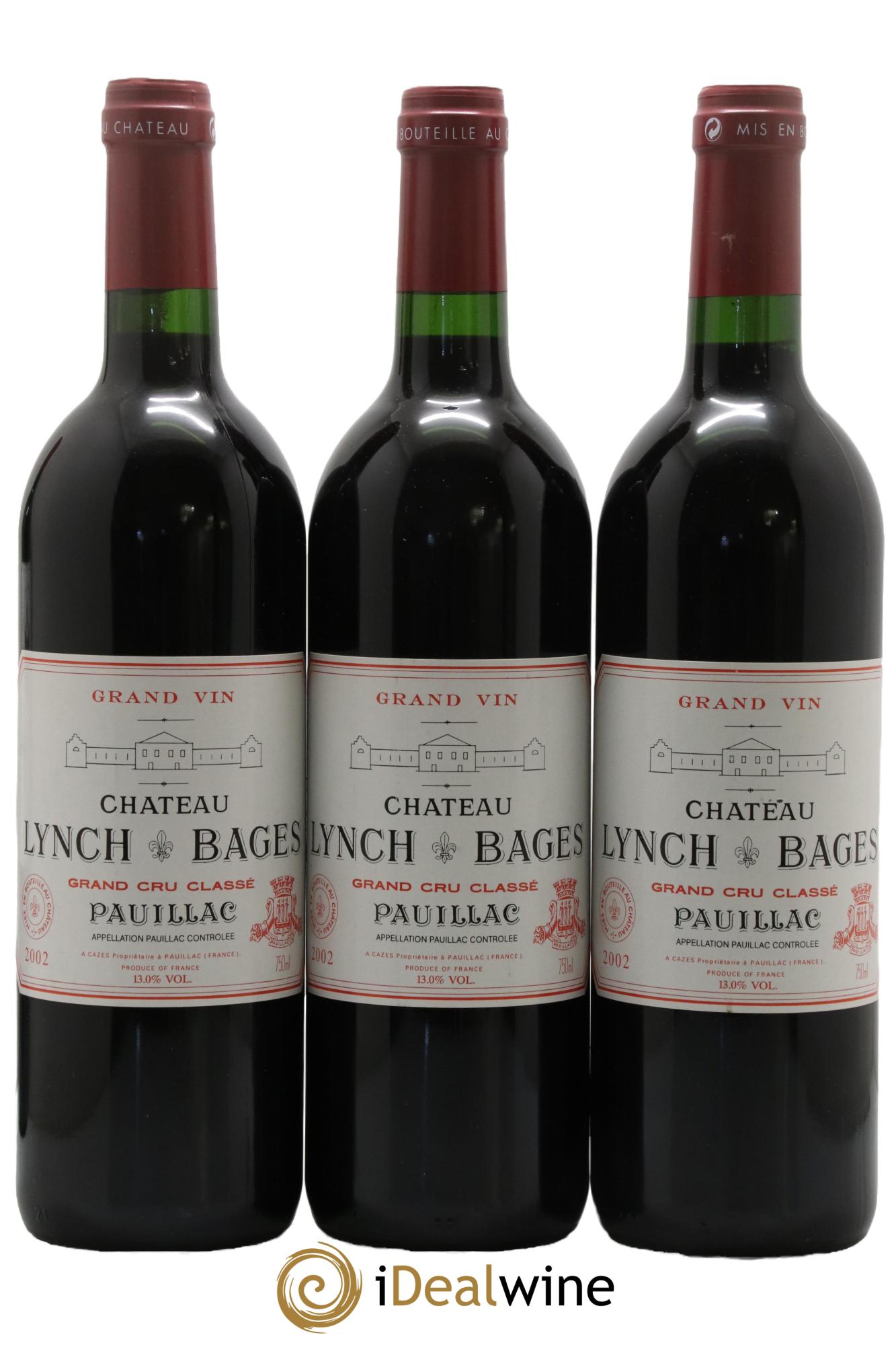 Château Lynch Bages 5ème Grand Cru Classé 2002 - Lot de 3 bouteilles - 0