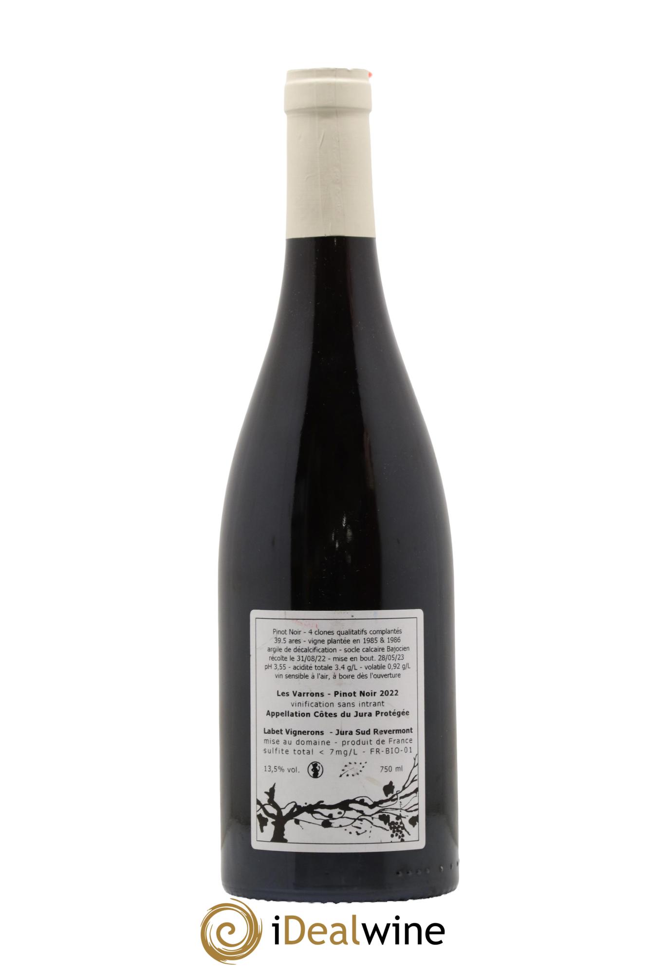 Côtes du Jura Pinot Noir Les Varrons Sélection Massale Romain - Julien - Charline Labet 2022 - Lot de 1 bouteille - 1