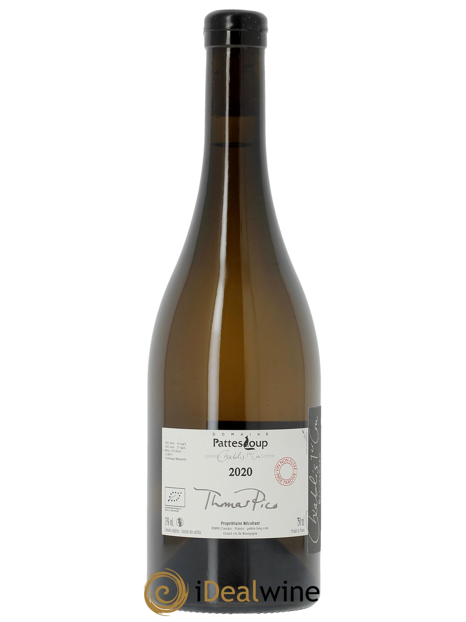 Chablis 1er Cru Beauregard Pattes Loup (Domaine) 2020 - Lotto di 1 bottiglia - 1