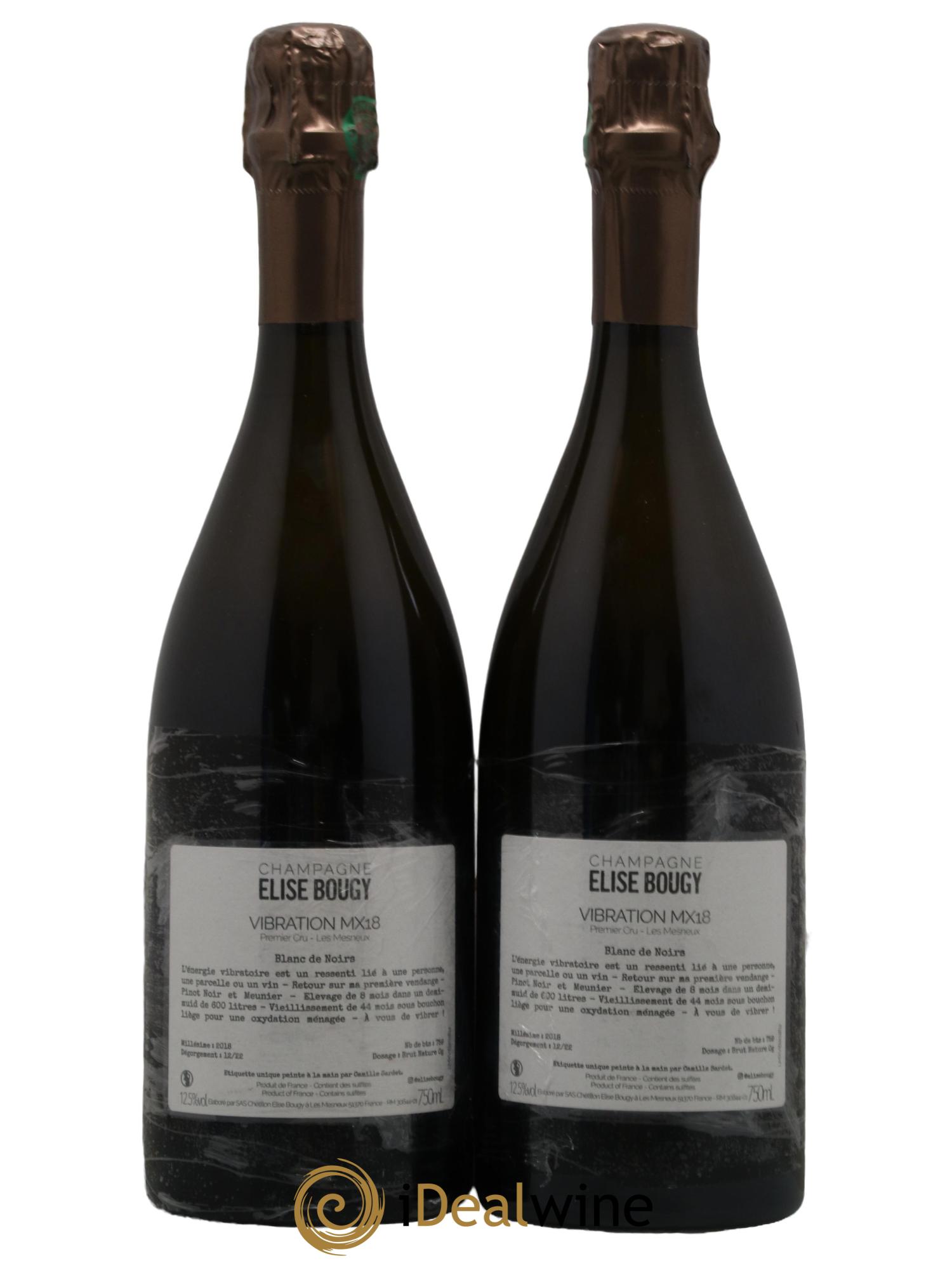 Champagne Brut Nature 1er Cru Blanc de Noirs 1er Cru MX18 Elise Bougy 2018 - Lot de 2 bouteilles - 1