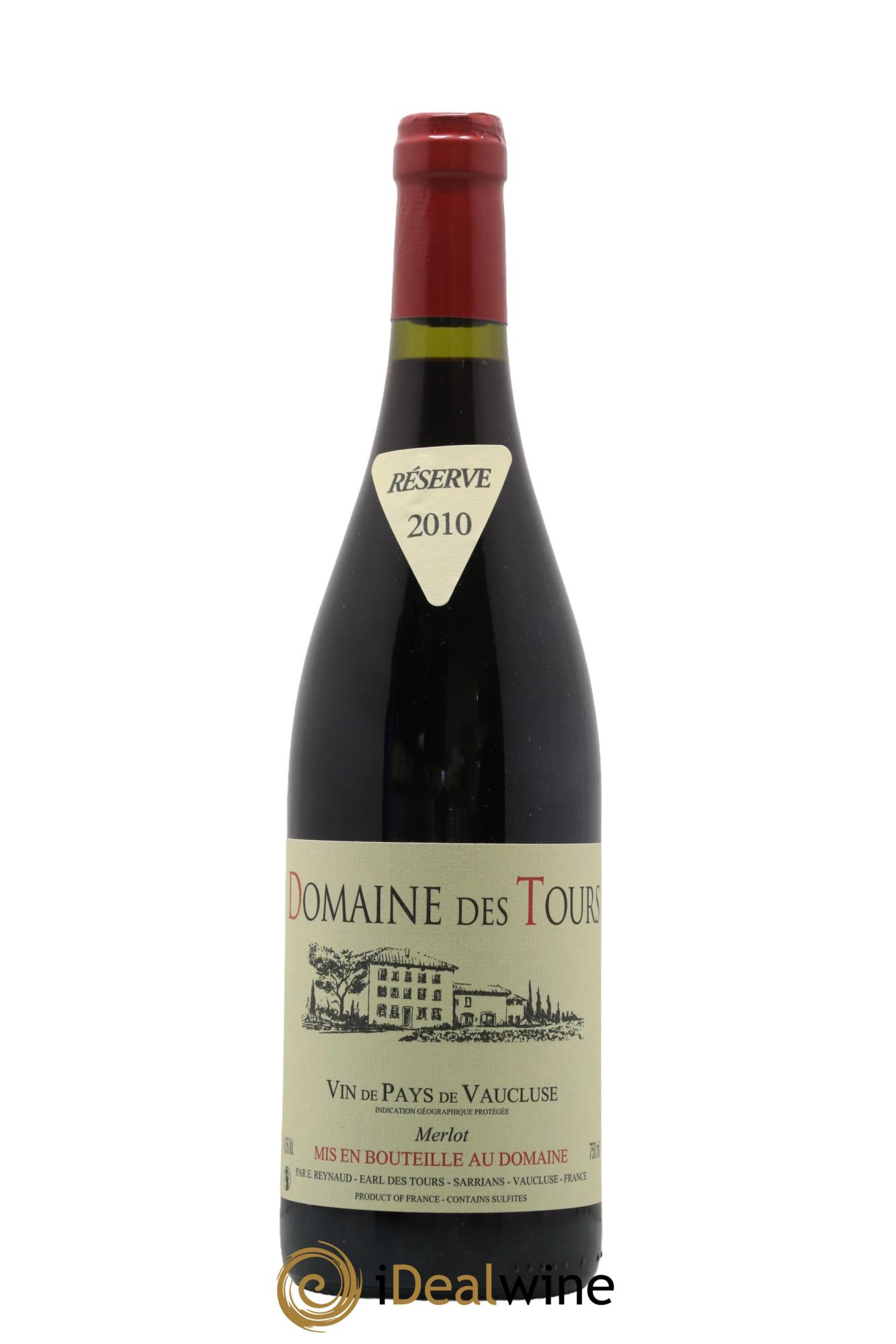Vaucluse Domaine des Tours Merlot Emmanuel Reynaud 2010 - Lot de 1 bouteille - 0