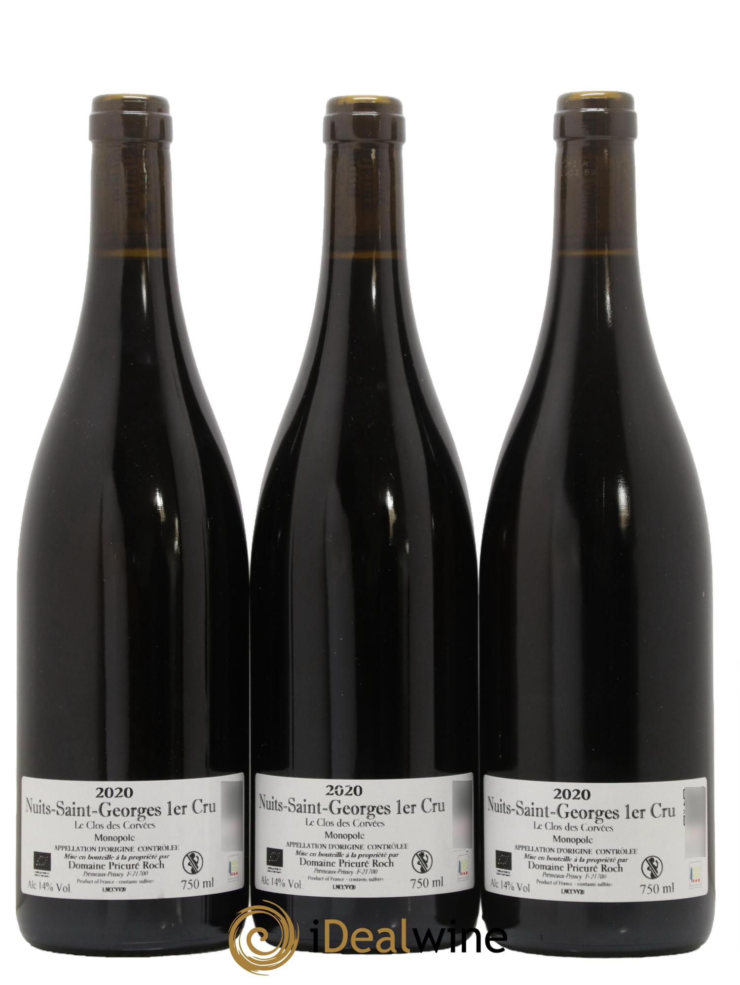 Nuits-Saint-Georges 1er Cru Le Clos des Corvées Vieilles Vignes Prieuré Roch 2020 - Lot de 3 bouteilles - 1