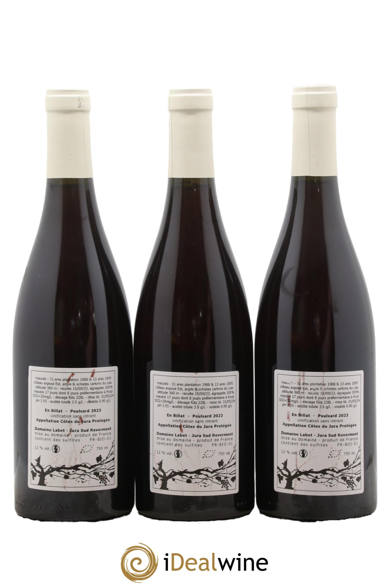 Côtes du Jura Poulsard En Billat Romain - Julien - Charline Labet 2023 - Posten von 3 Flaschen - 1
