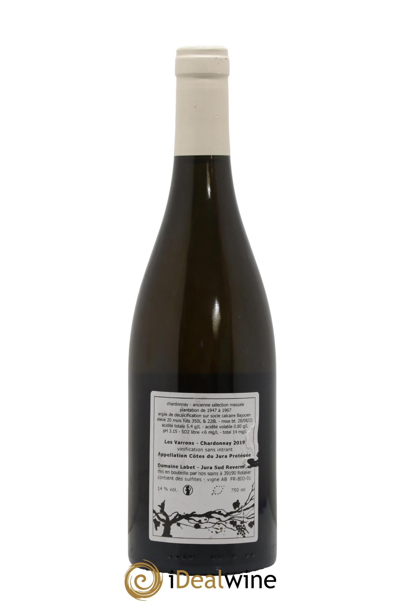Côtes du Jura Chardonnay Les Varrons Romain - Julien - Charline Labet 2019 - Lot de 1 bouteille - 1