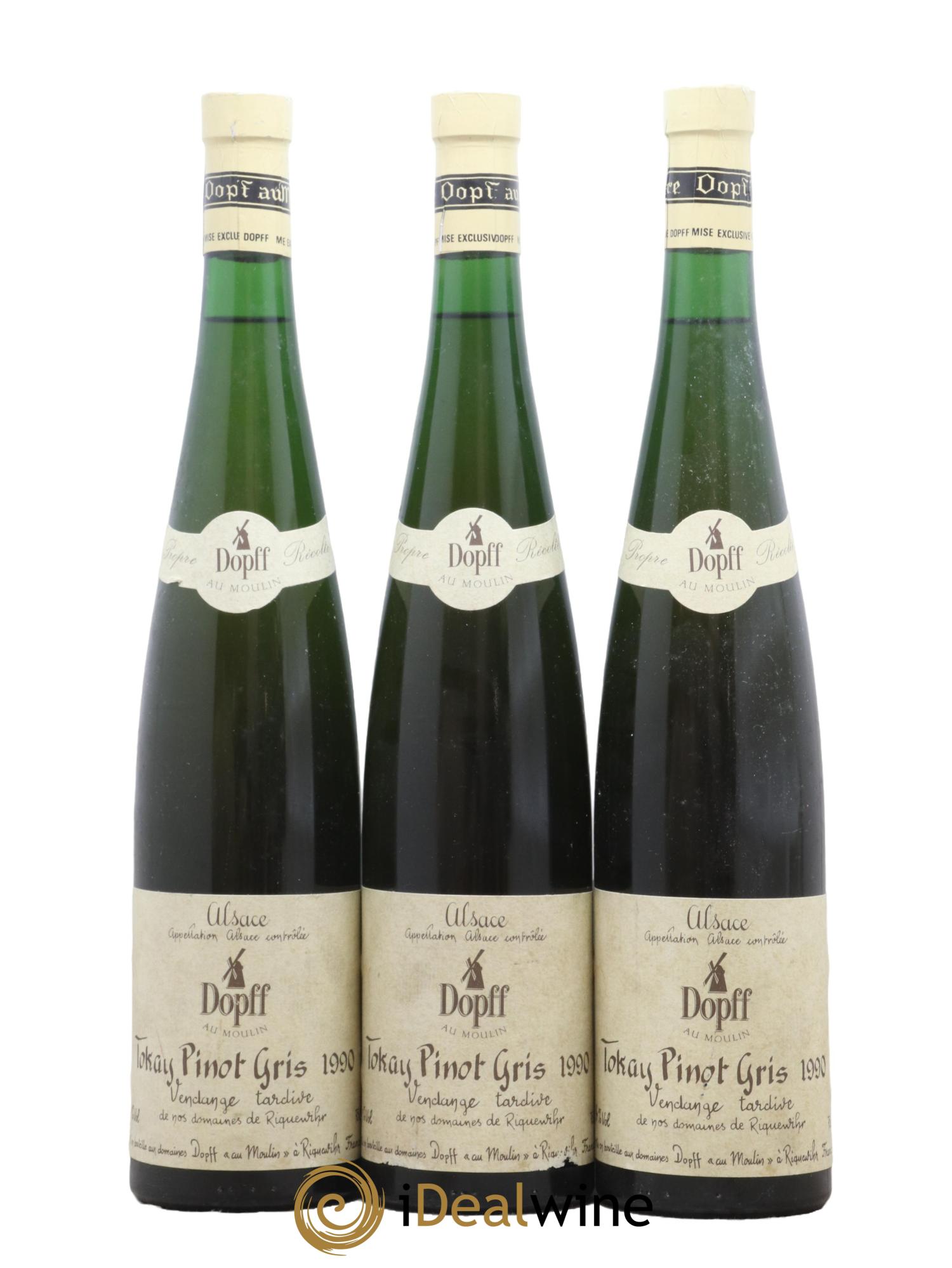 Pinot Gris Domaine Dopff Tokay Vendange Tardive Alsace 1990 - Lot de 3 bouteilles - 0