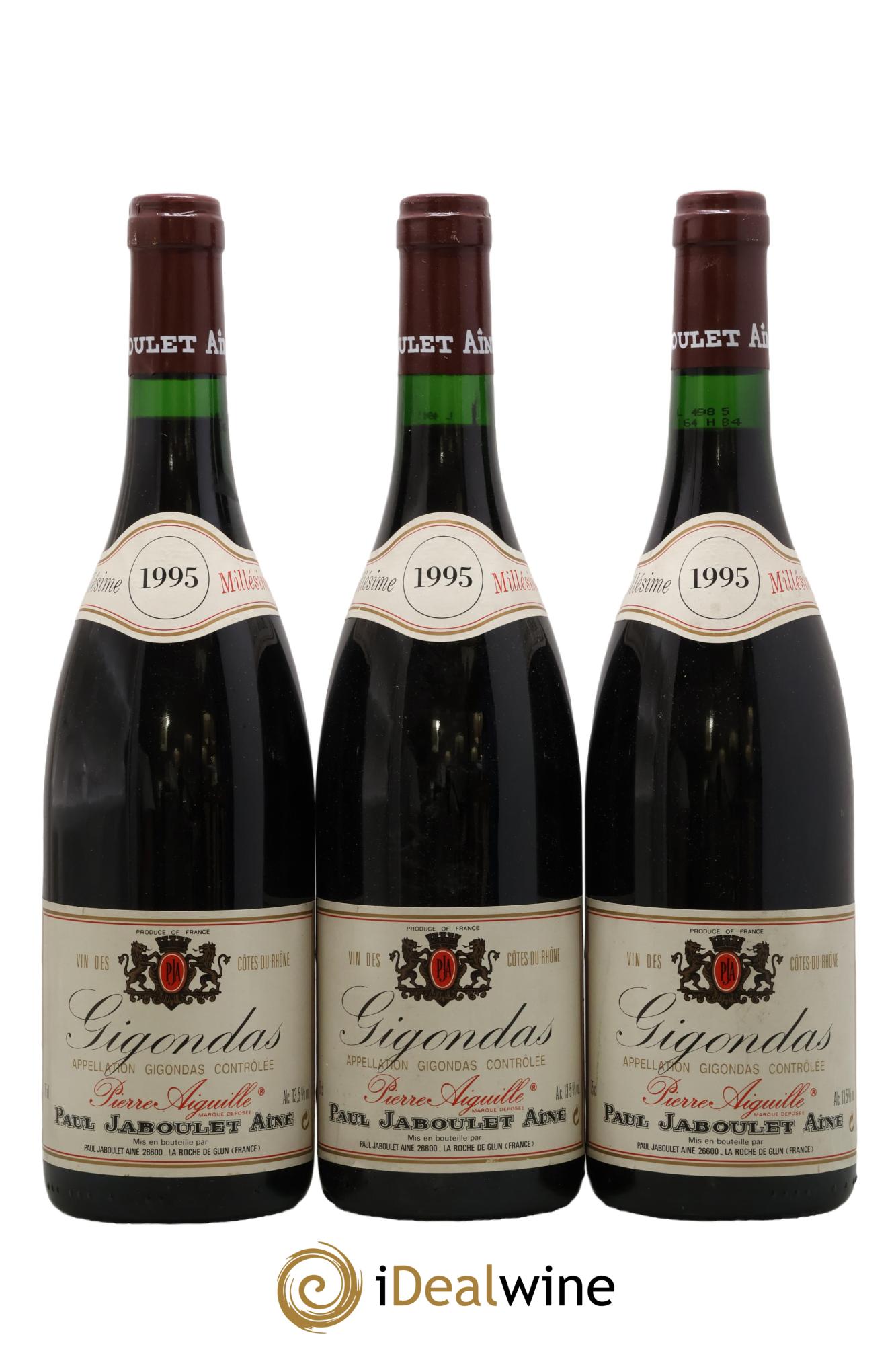 Gigondas Pierre Aiguille Paul Jaboulet Aîne 1995 - Lote de 3 botellas - 0