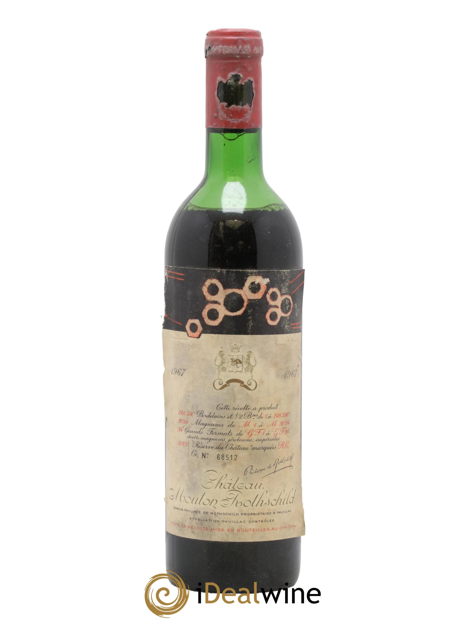 Château Mouton Rothschild 1er Grand Cru Classé 1967 - Lotto di 1 bottiglia - 0