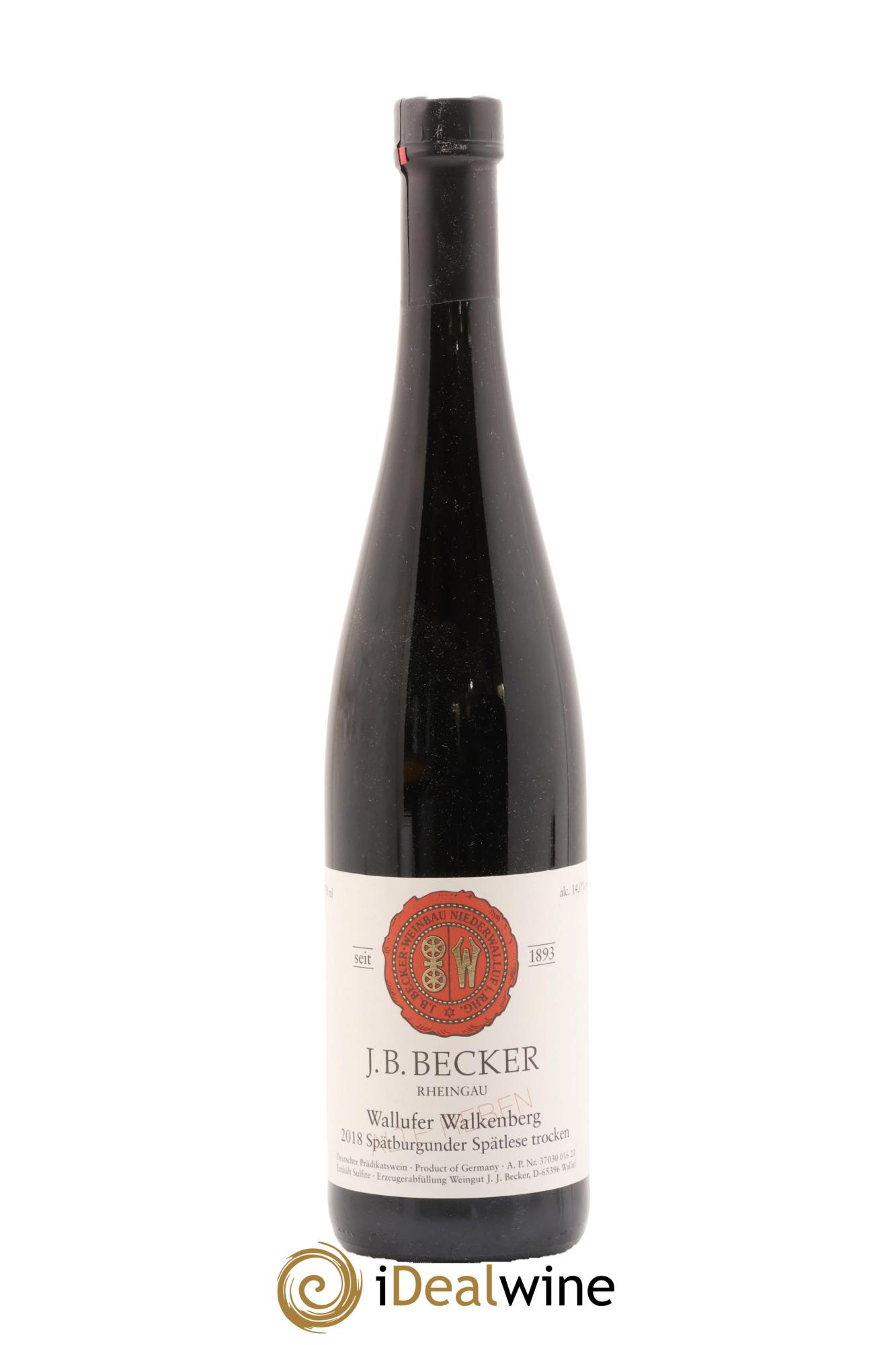 Allemagne Rheingau Wallufer Walkenberg Spätburgunder Spätlese Trocken Rot J.B. Becker 2018 - Lot of 1 bottle - 0