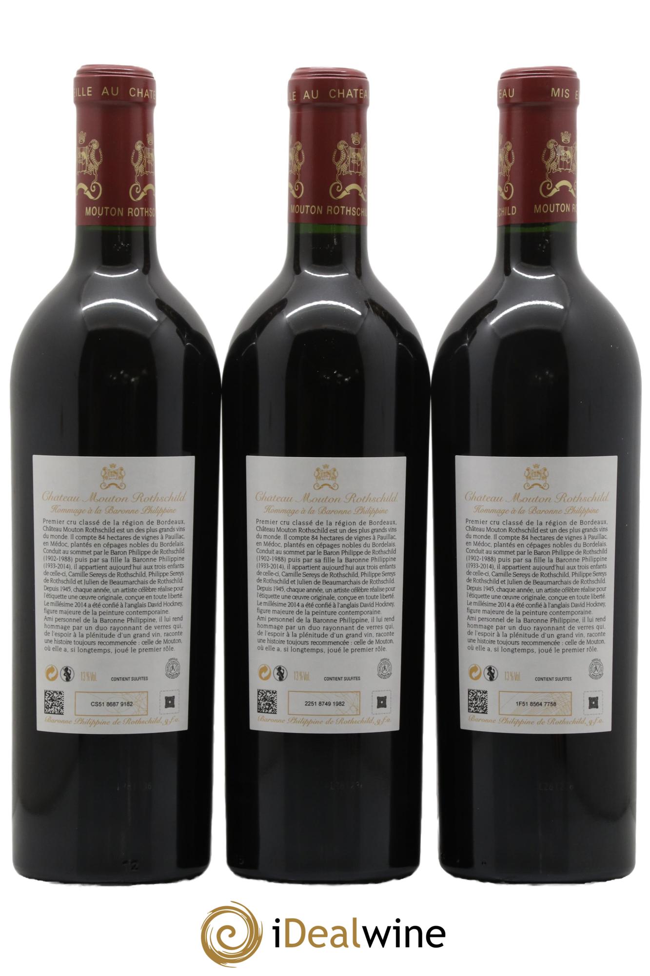 Château Mouton Rothschild 1er Grand Cru Classé 2014 - Lot de 3 bouteilles - 1